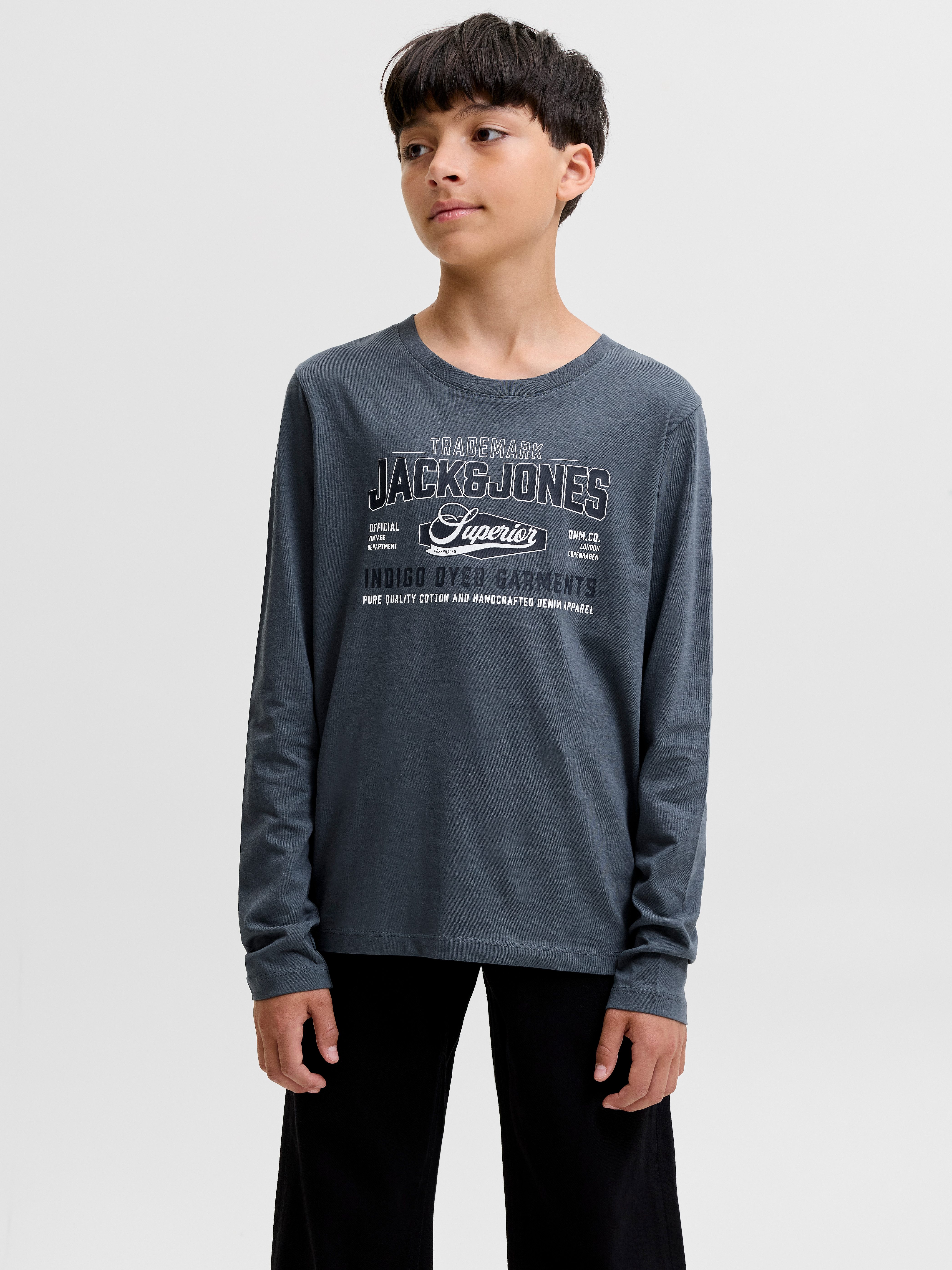 Jack & Jones Junior Langarmshirt JJELOGO TEE LS O-NECK 2 COL AW26 SN JNR Baumwolle, regular fit