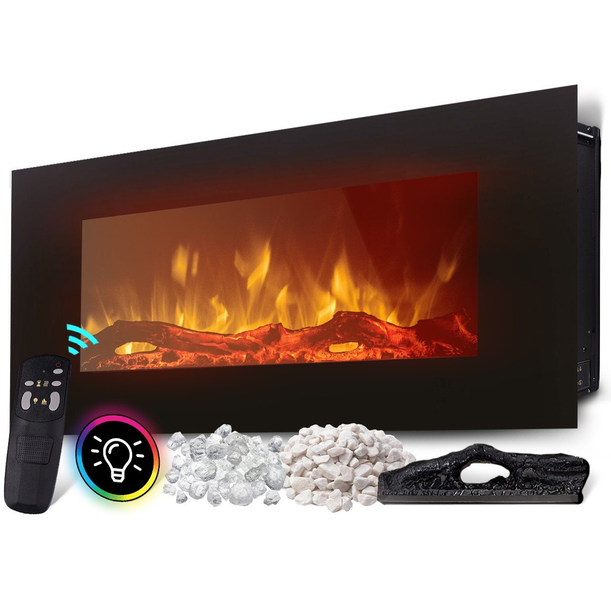 Heidenfeld Elektrokamin Kamin Heizung Wandkamin HF-WK300 750/1500 Watt inkl günstig online kaufen