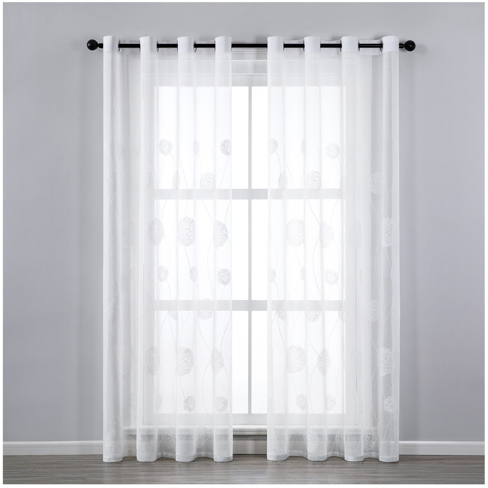 Qelus Vorhang 2er Set Sheer Voile Vorhänge Transparent Gardinen mit Ösen (2 günstig online kaufen