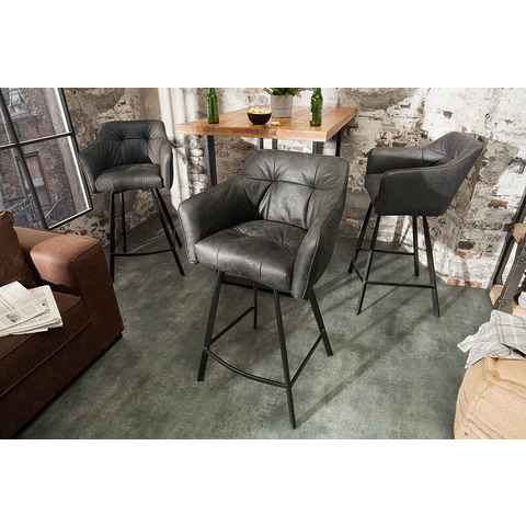 riess-ambiente Barhocker LOFT 100cm antik grau, mit Fußablage