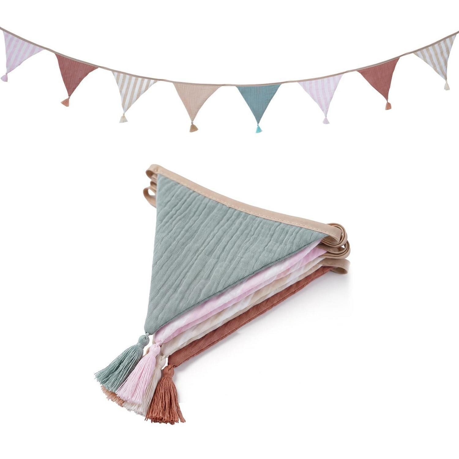 LuxusKollektion Wimpelkette Wimpelkette Kinderzimmer Boho-Pastell 2,6m