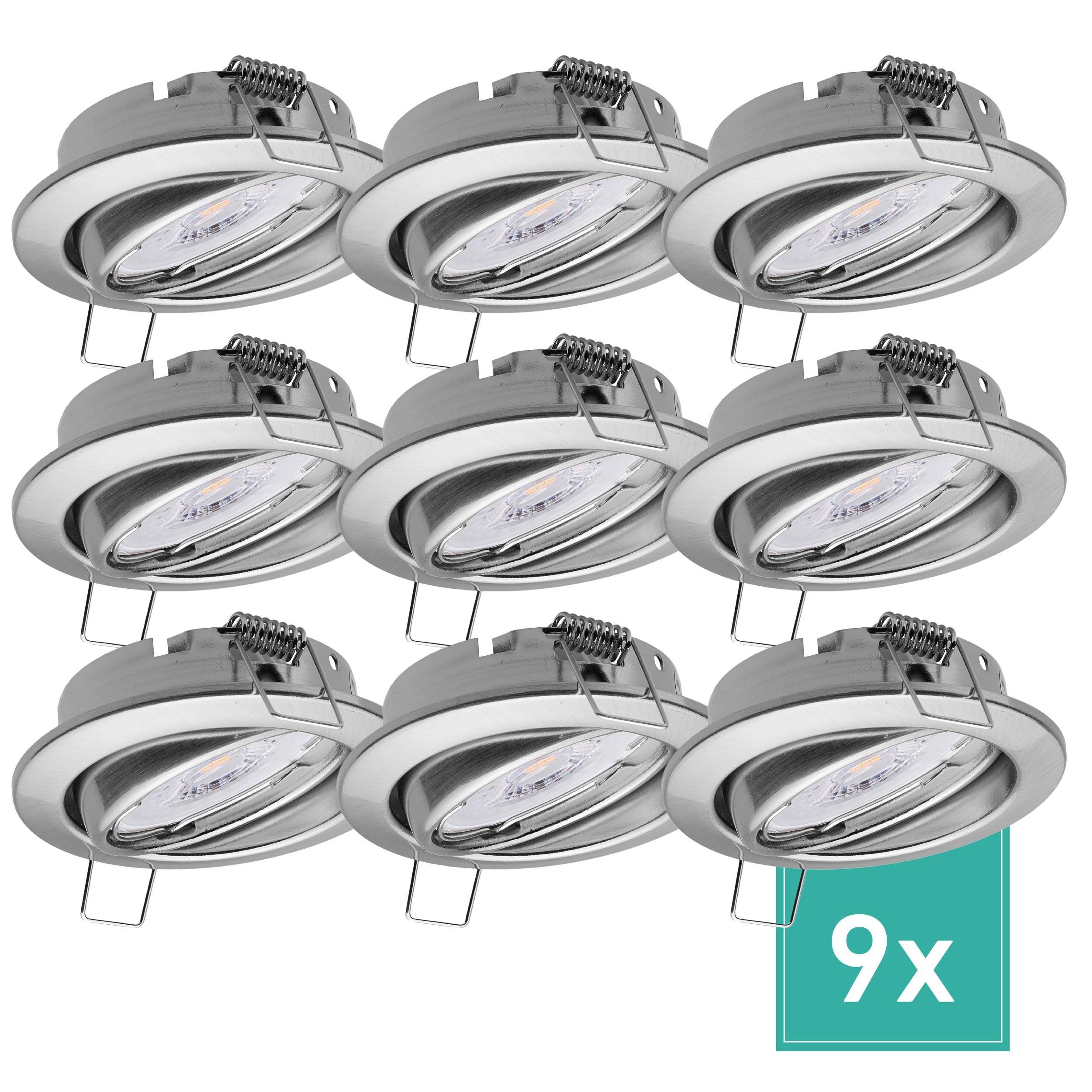 Oktaplex lighting LED Einbaustrahler Dijon Einbaustrahler gebürstete Edelstahloptik, inklusive Leuchtmittel, warmweiß, 4000K 380lm 4,8W Einbauspot 230V
