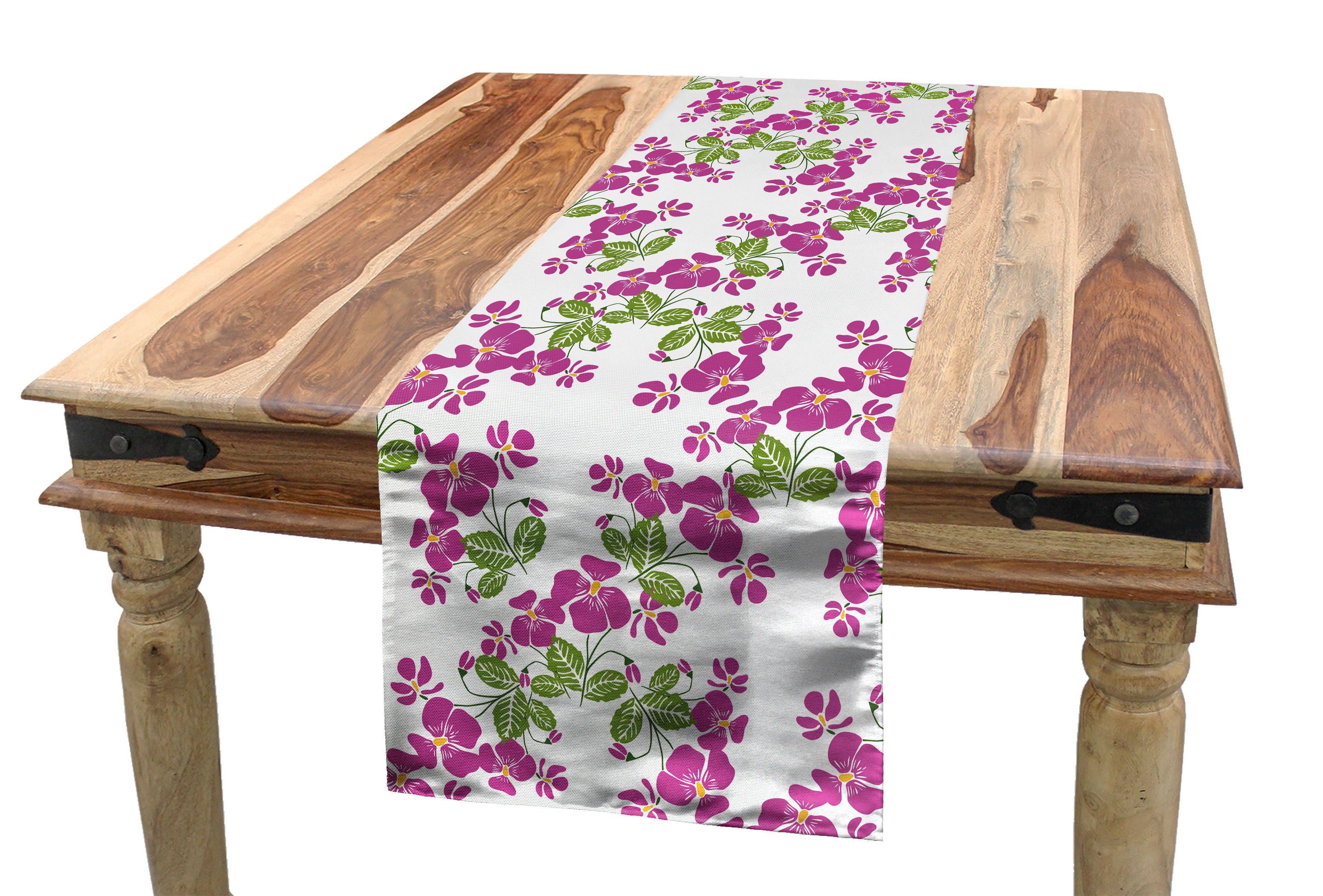 Abakuhaus Tischläufer Esszimmer Küche Rechteckiger Dekorativer Tischläufer, Blumen Frühling Romantik Blumen blühen