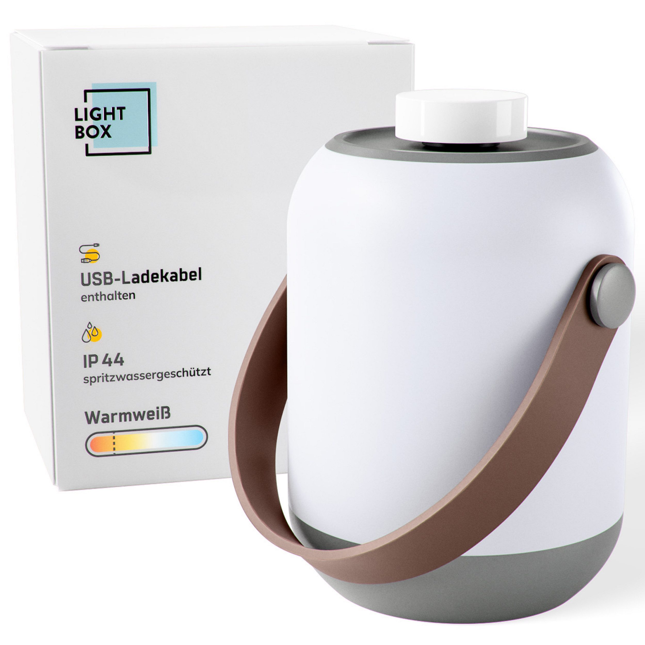 Lightbox Tischleuchte, LED fest integriert, Warmweiß, Tischlampe für den Garten mit warmweißem Licht - spritzwassergeschützt