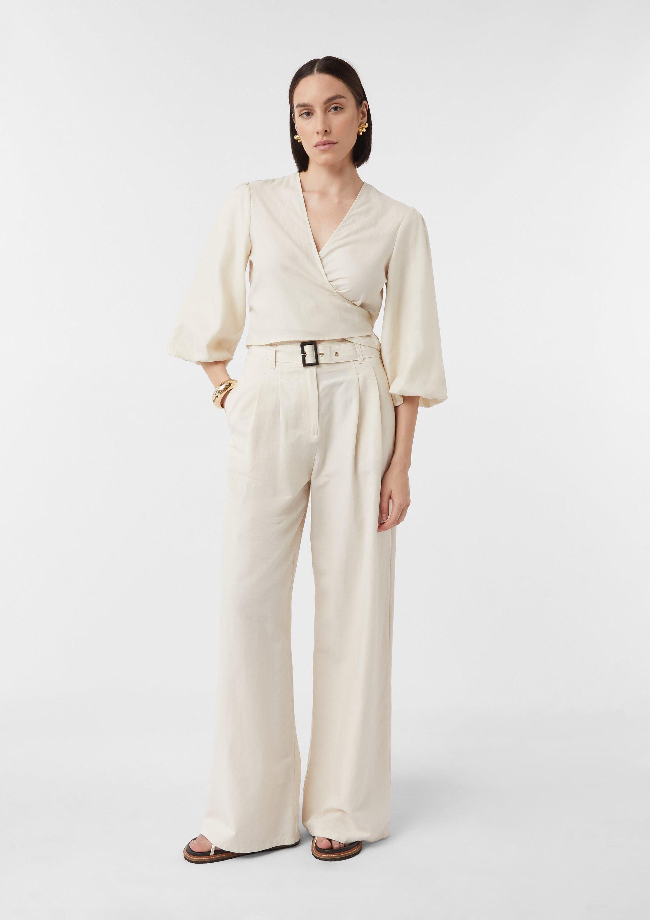 comma Chinos Hose Wide-Leg-Hose aus Leinenmix mit Stoffgürtel, comma x Füsu günstig online kaufen