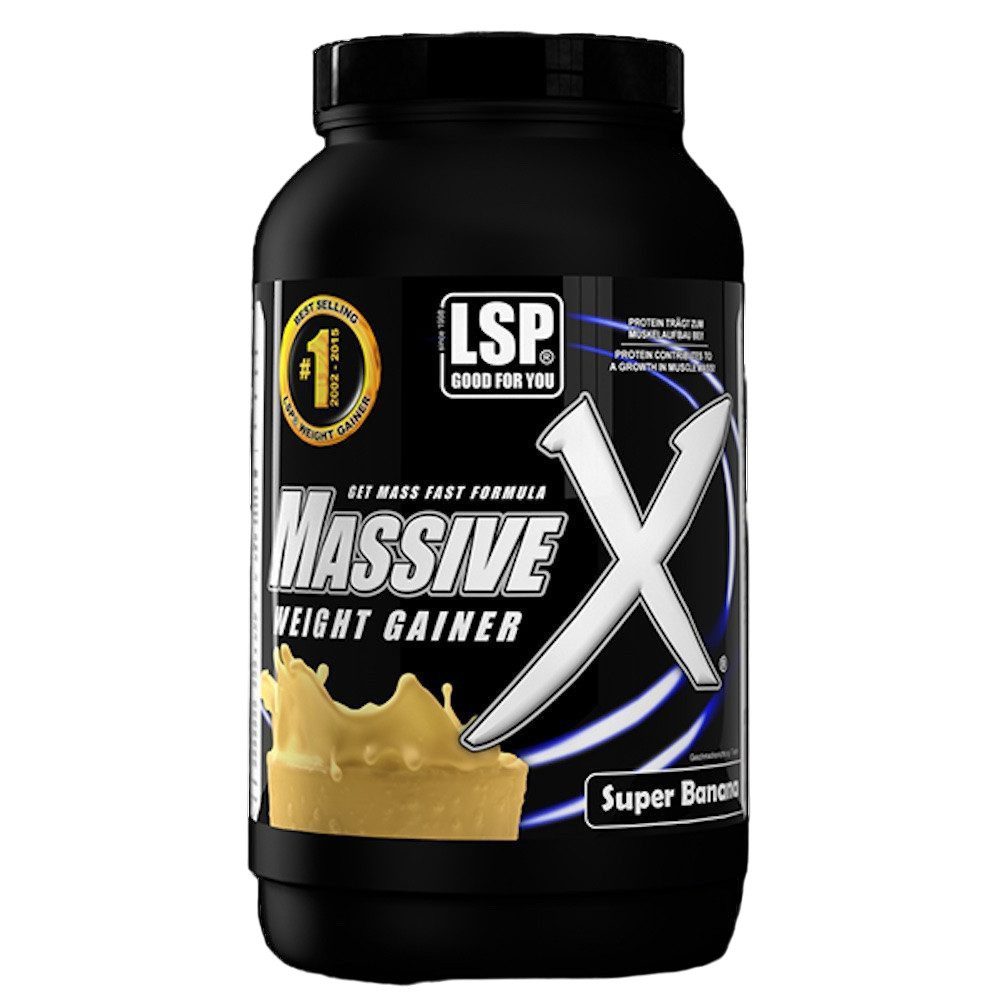 LSP MASSIVE X® Weight Gainer Kalorien Muskelausbau (1200g), Banana Pulver, 1 er Nicht zutreffend à 1,00 St., Ohne künstliche Zusatzstoffe, Reich an Proteinen, Leicht löslich
