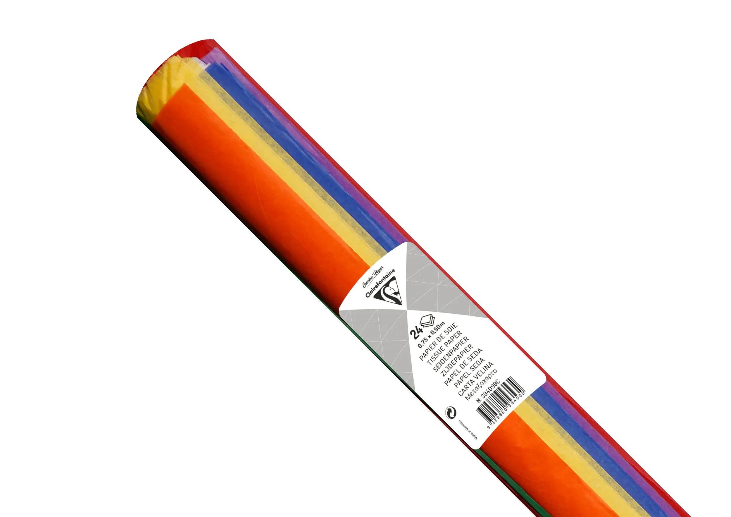 CLAIREFONTAINE Seidenpapier 5x Seidenpapier Rolle 24 Bogen 18g/m2 50x75cm Sort. 394099C, Seidenpapier