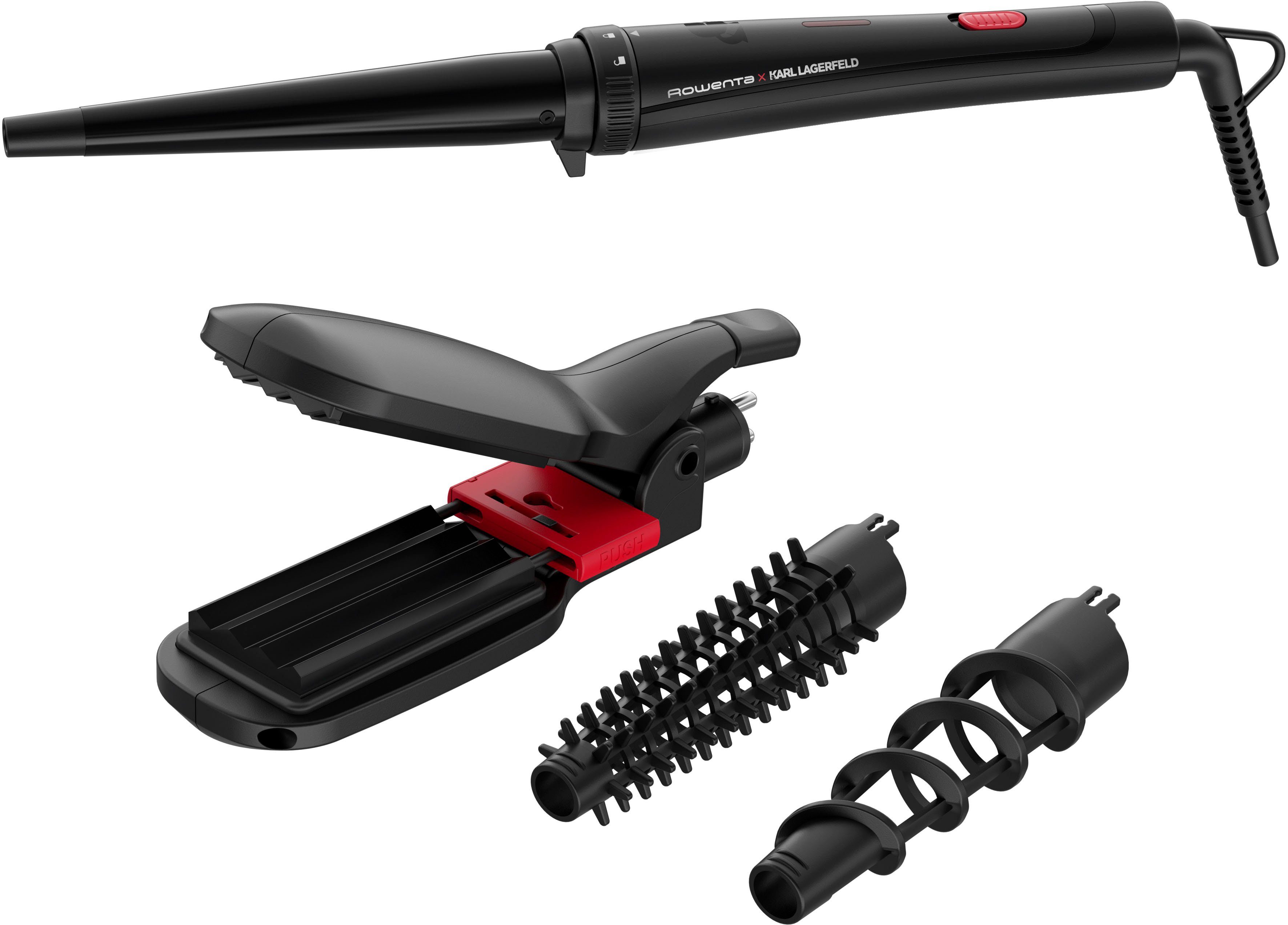Rowenta Multihaarstyler Rowenta x Karl Lagerfeld CF422L Infinite Looks 9-in-1 Мультистайлеры, Haarglätter, Kreppeisen, Lockenstab, Keramikbeschichtung, 190°C