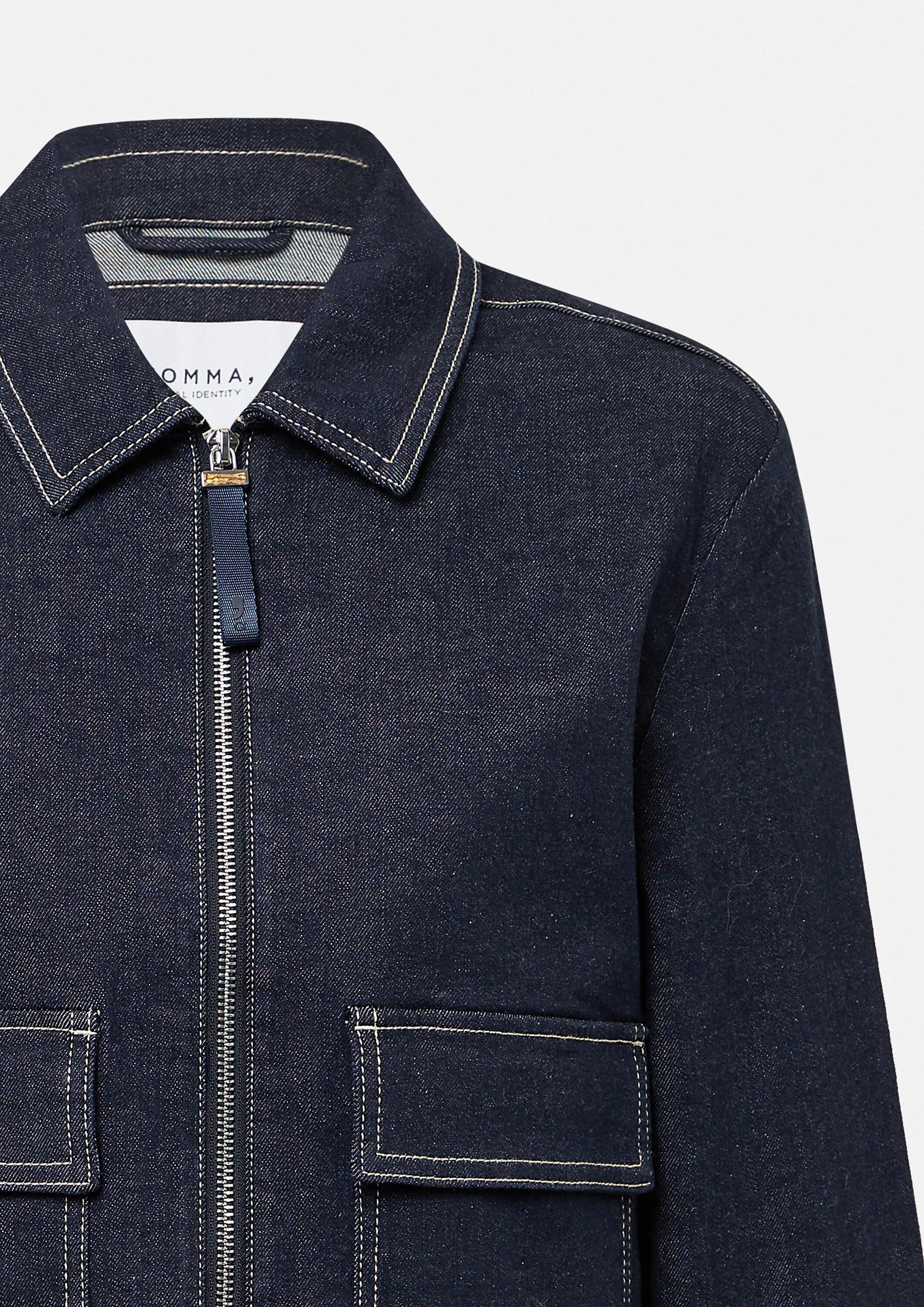 comma Funktionsjacke Indoor-Jacke Verkürzte Denim-Jacke mit elastischem Rückensaum
