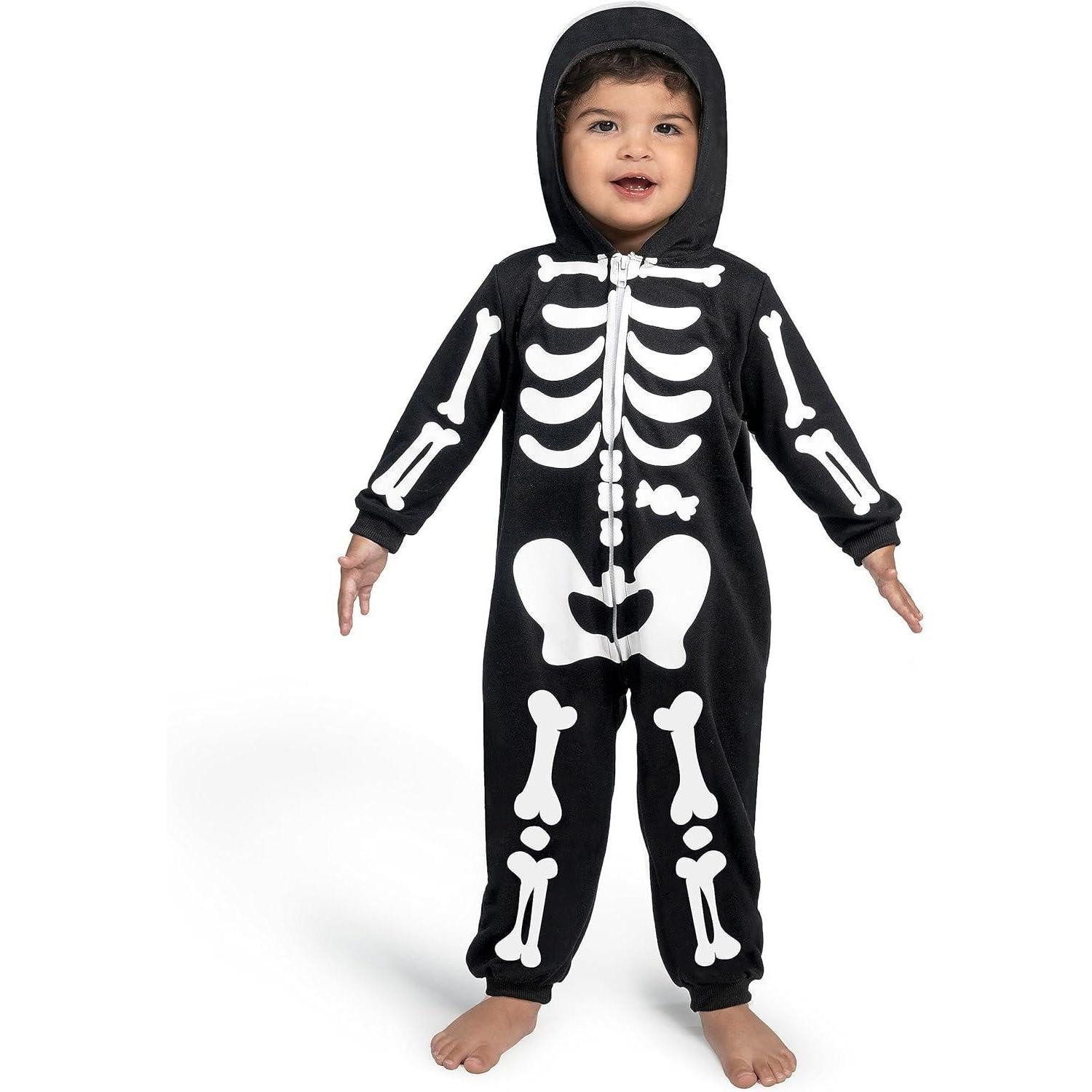 LuxusKollektion Kostüm Skelett Jumpsuit Pyjama für Babys Schwarz Kapuze Cosplay Halloween