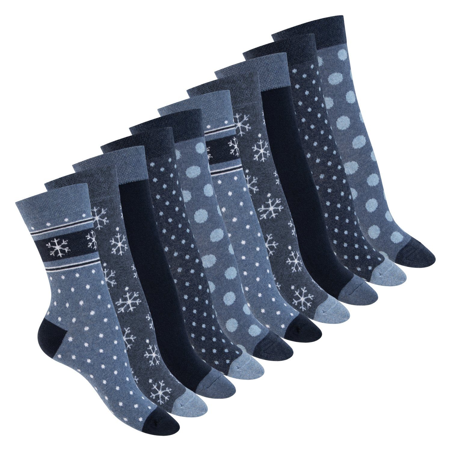 (10 regenerative Baumwolle Paar), Damen Basicsocken Motiv Blue Eco Süße Socken celodoro Navy mit