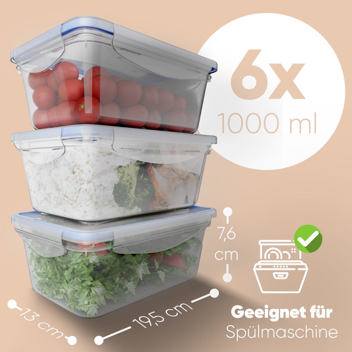 classbach Frischhaltedose C-FHD 4023 K, Frischhaltedosen mit Deckel, 6er Set, 100% dicht – Bild 4 von 5
