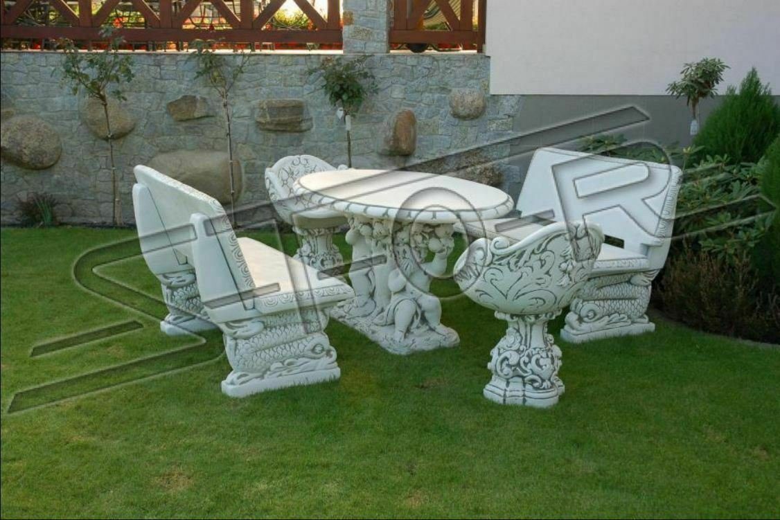 Bänke Terrasen Römische Skulptur Bank JVmoebel Außen Design Möbel Garten