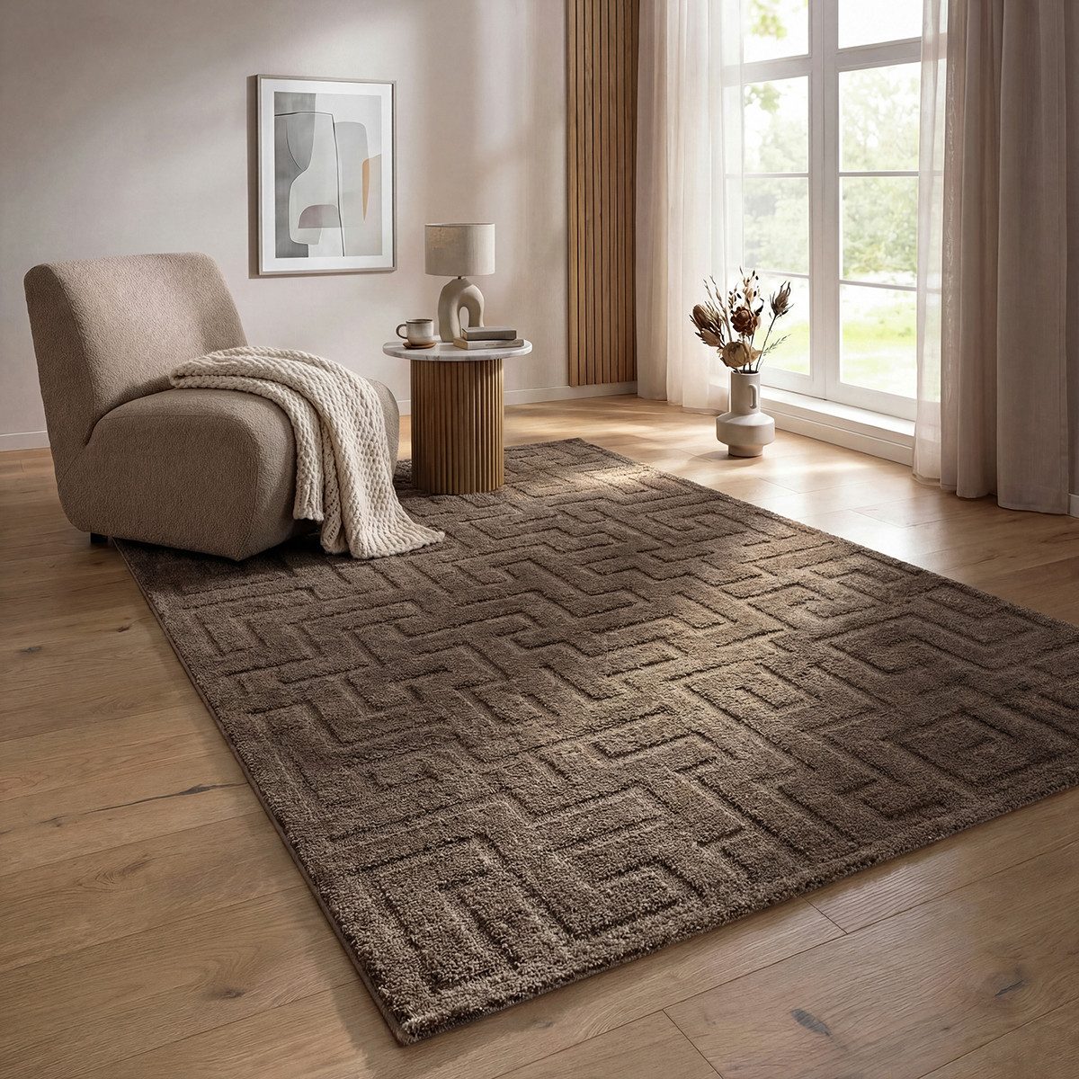 the carpet Designteppich Elisa, rechteckig, Höhe: 15 mm, mit klaren geometrischen Formen und Linien