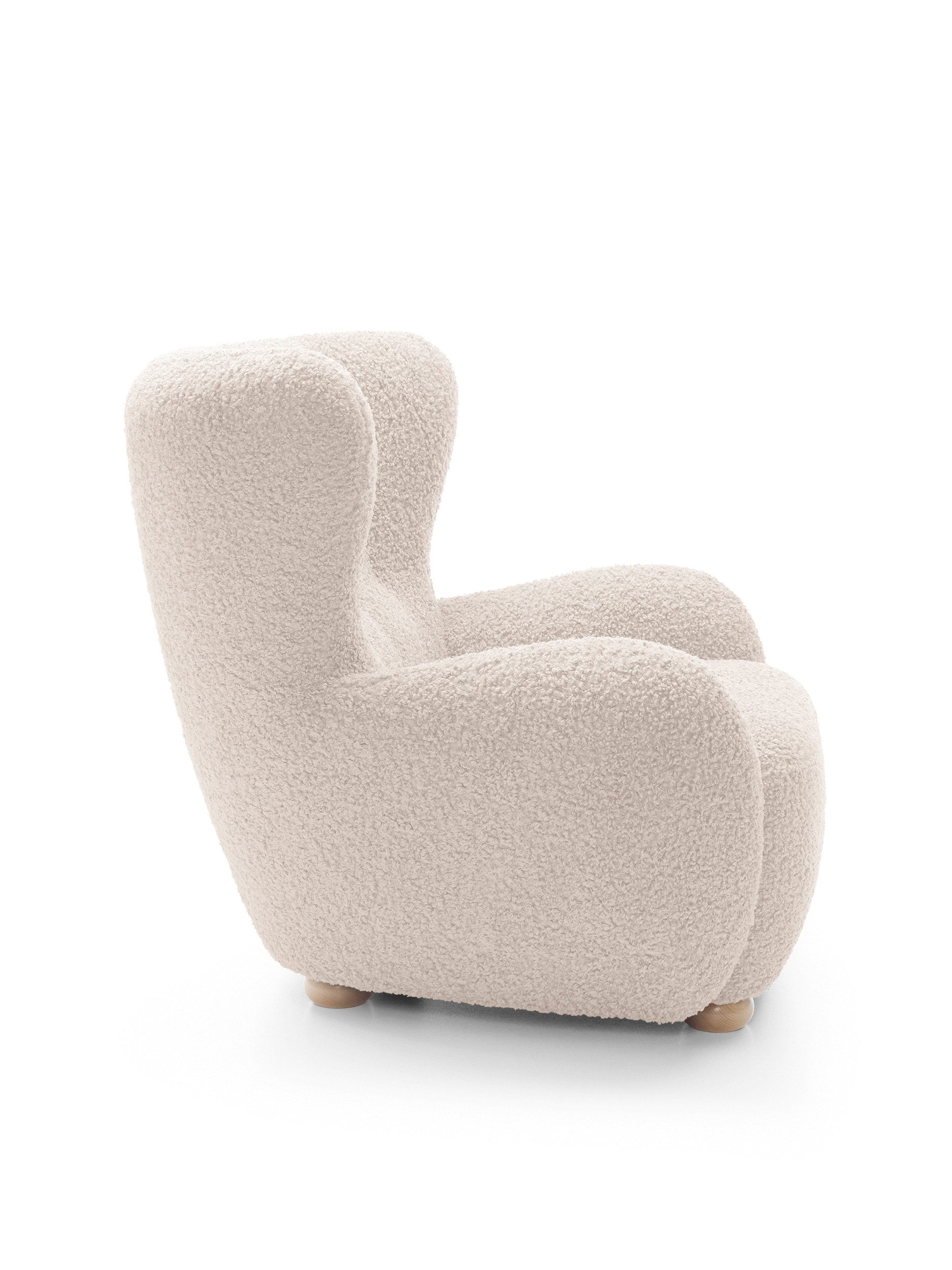 Goldstoff Sessel HUGSY Relaxsessel Boucle mit hoher Rückenlehne – Skandi & Boho Stil (Einzelsessel, Loungesessel), mit Relaxfunktion