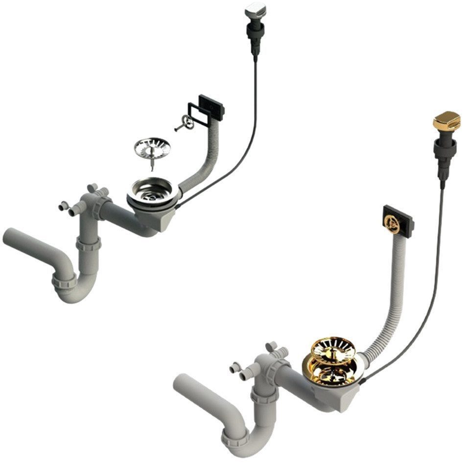 Faizee Möbel Siphon Siphon Siphon Silber/Gold mit Überlauf für das Spülbecken Automatisch