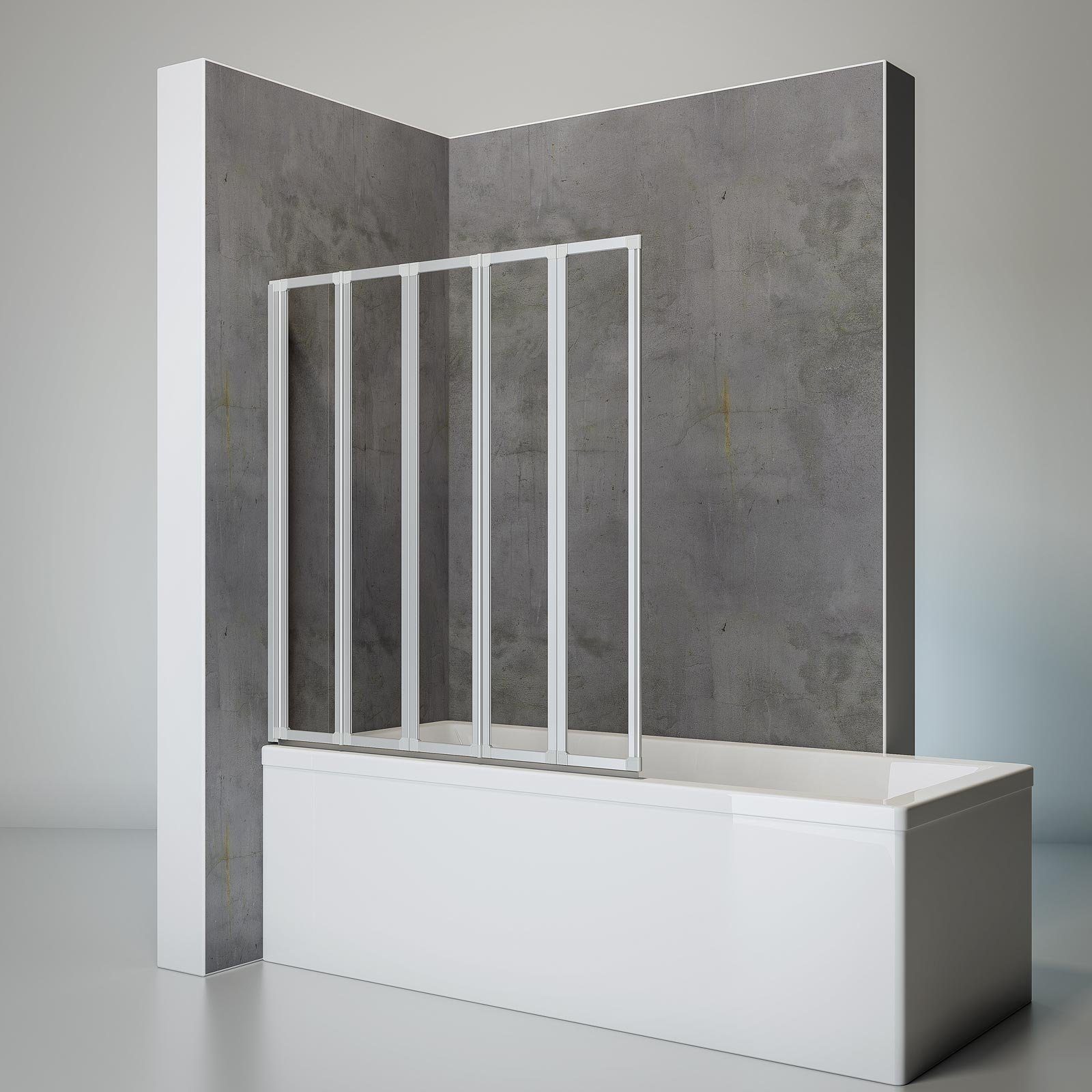 Schulte Badewannenfaltwand Smart 115 x 121 cm, Glas, (5 tlg), Klar Alu-Natur Klebe-Montage