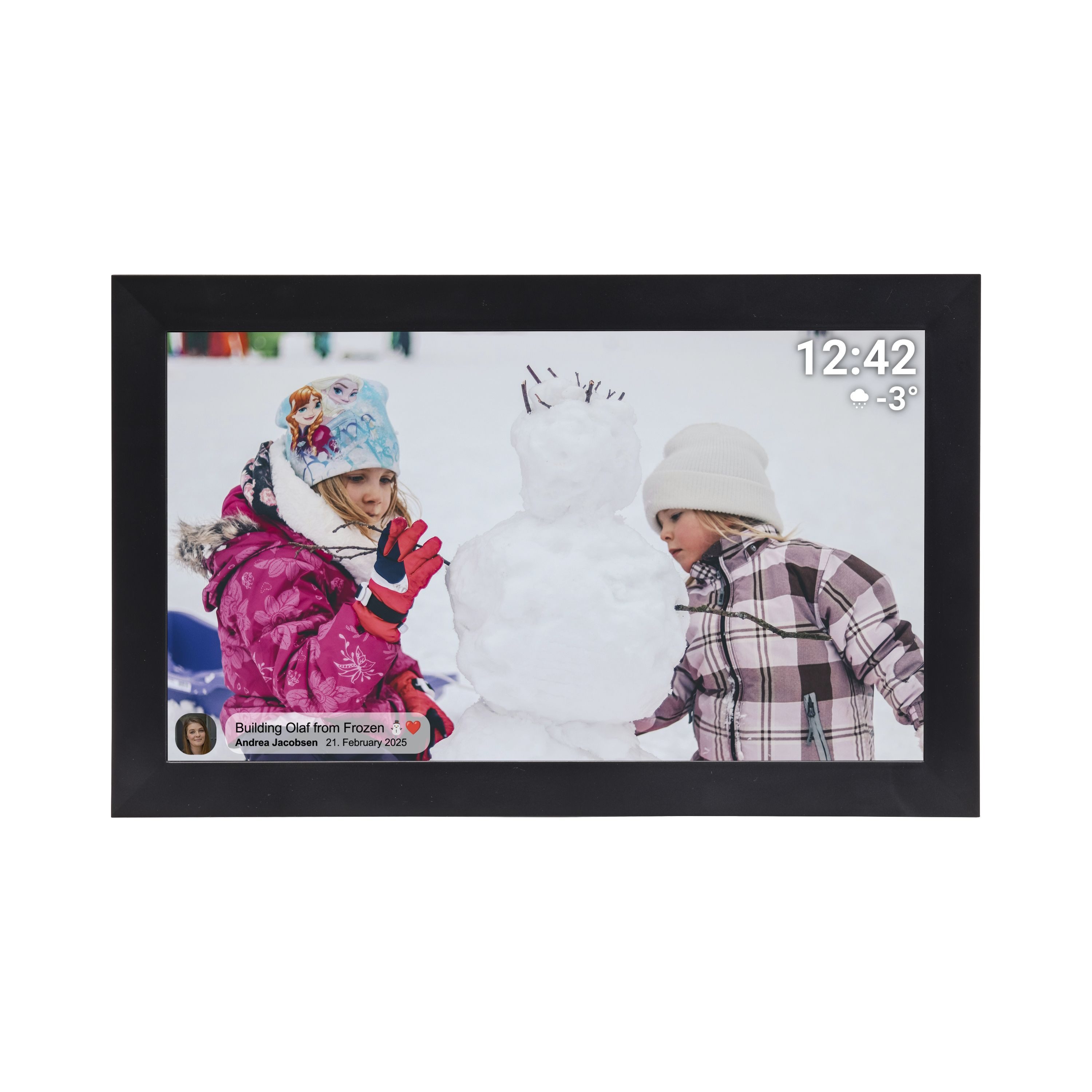 Denver PFF-1504B Digitaler Bilderrahmen (15,4" Full-HD, WLAN, App, Touch, USB/SD, Auto-Diashow, Musik, Sensor)