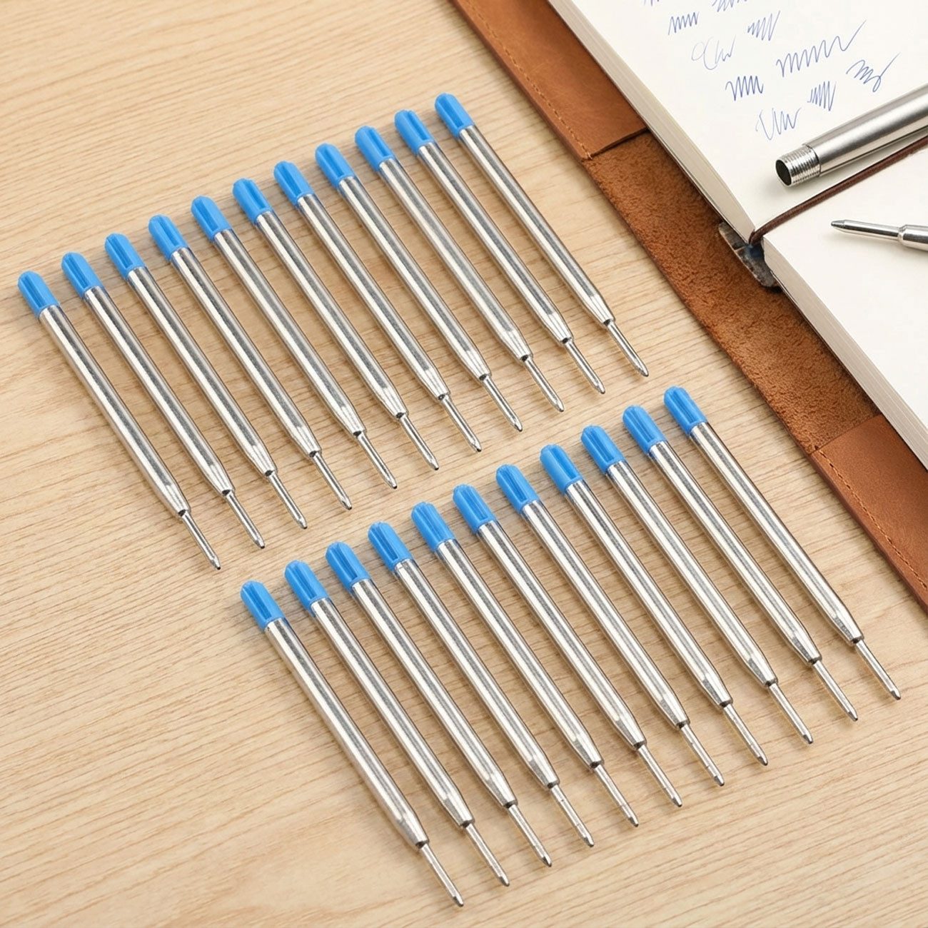shop'n smile ideoon Kugelschreibermine Kugelschreiber-Minen 10/20er Set Blau Ersatzminen Stärke B universal, Gleichmäßiger Tintenfluss/universelle Ersatzminen/Minenstärke B