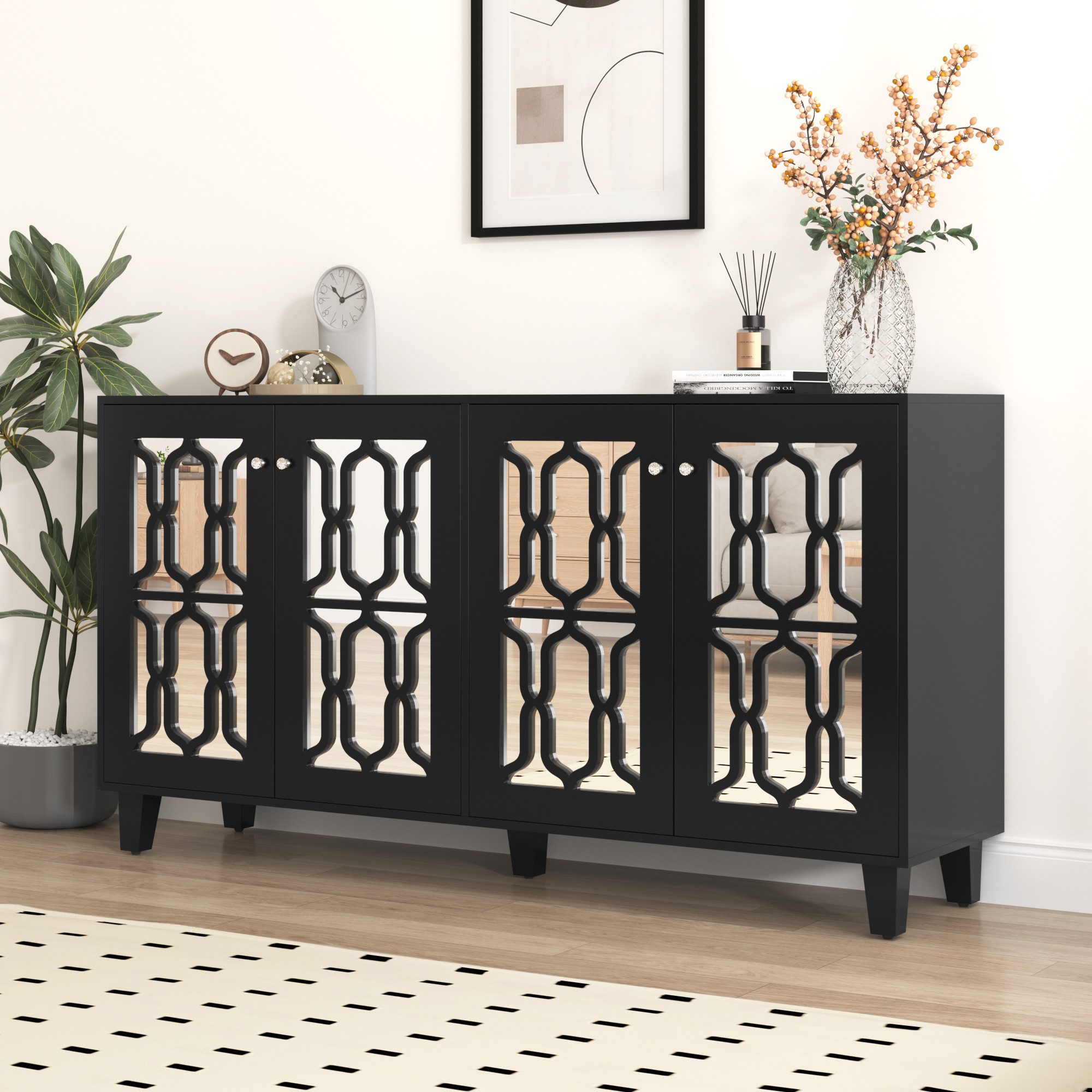 OKWISH Sideboard Küchenschrank, Anrichte (mit Spiegelelementen günstig online kaufen