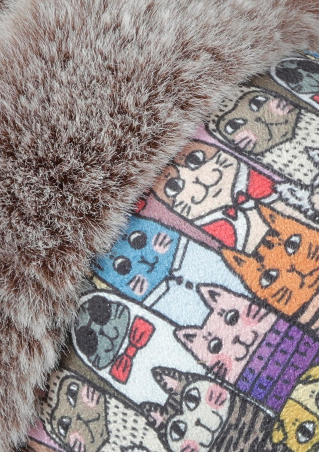 Skechers TOO COZY CHIC CAT Pantoffel Hausschuh mit witzigem Katzenprint