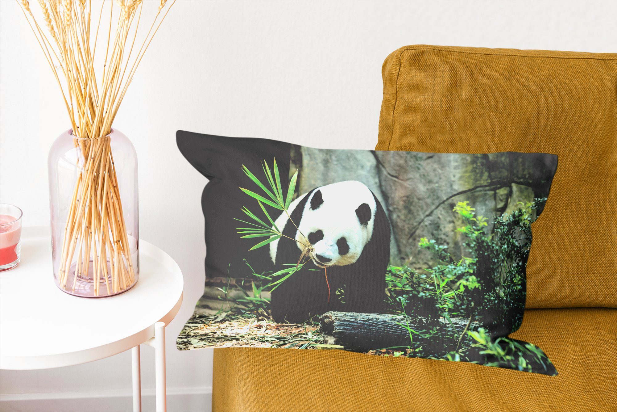 MuchoWow Dekokissen Panda Dekokissen Zierkissen, mit Höhle, Dekoration, Füllung, Schlafzimmer Baumstamm Wohzimmer - 