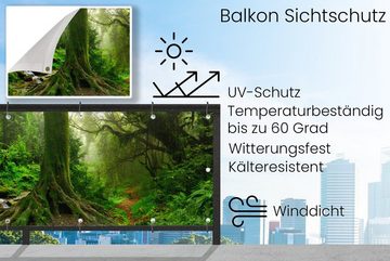 MuchoWow Balkonsichtschutz Dschungel - Grün - Asien (1-St) Balkonbanner, Sichtschutz für den Balkon, Robustes und wetterfest