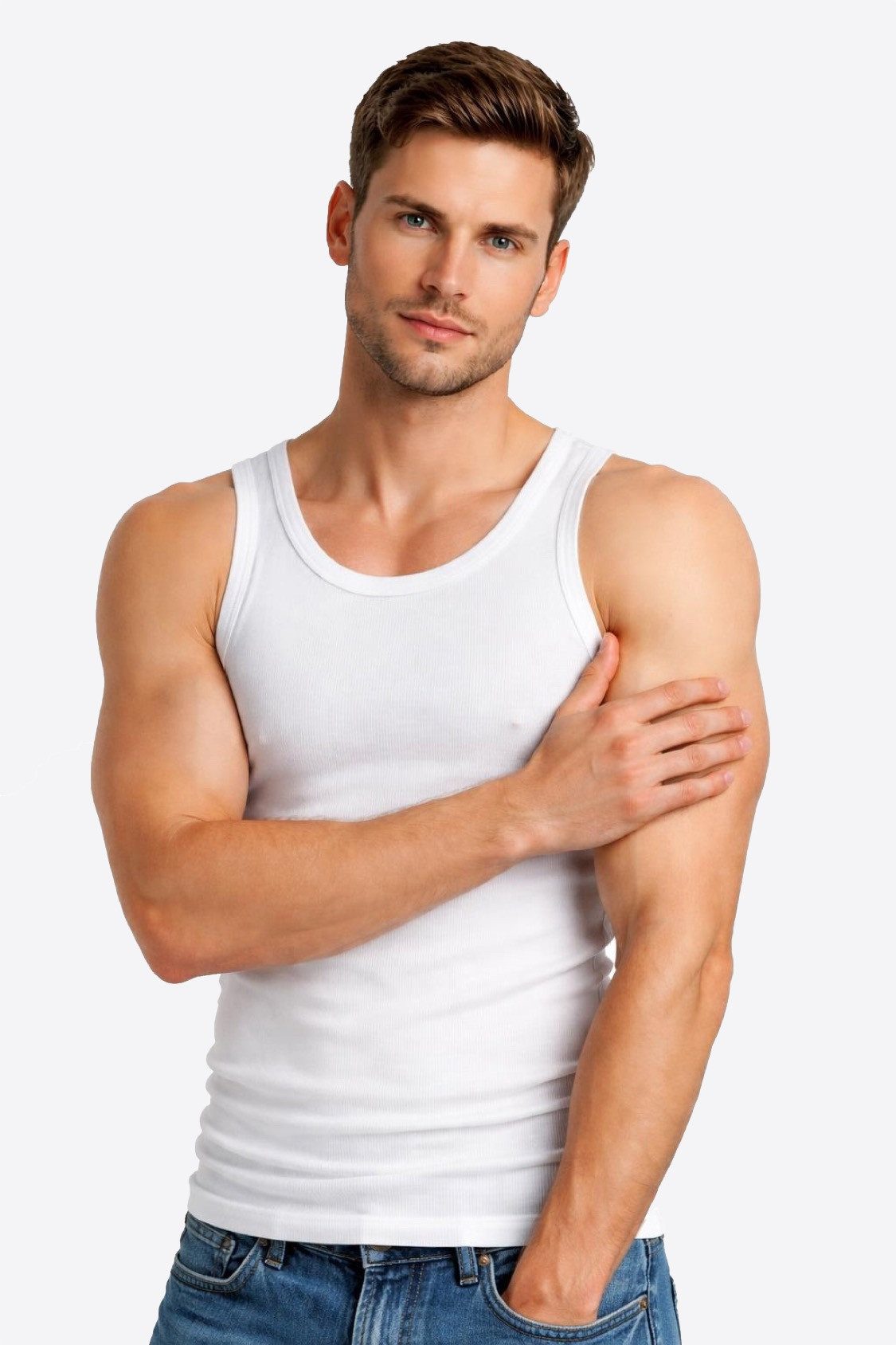 Cocain underwear Unterhemd Herren glatt weiss Feinripp 100 Baumwolle (2-St) ohne Seitennähte, 100% Baumwolle