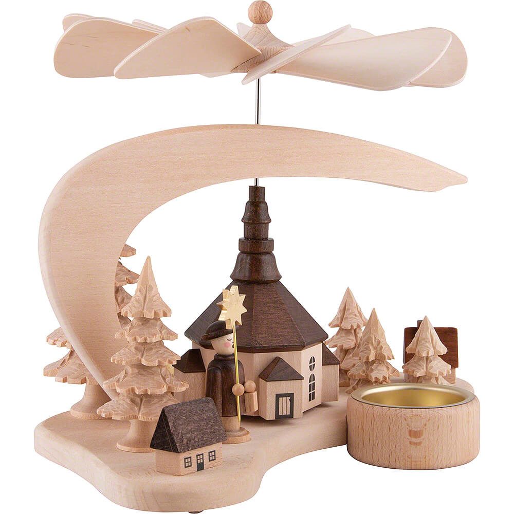 RATAGS Kunsthandwerk Weihnachtspyramide 1-stöckige Pyramide Massivholz Dorf Seiffen (17cm) von RATAGS Holzdesi