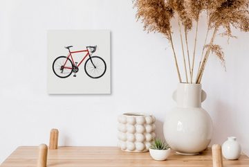 OneMillionCanvasses® Leinwandbild Fahrrad - Rot - Weiß - Rennrad, (1 St), Leinwand Bilder für Wohnzimmer Schlafzimmer