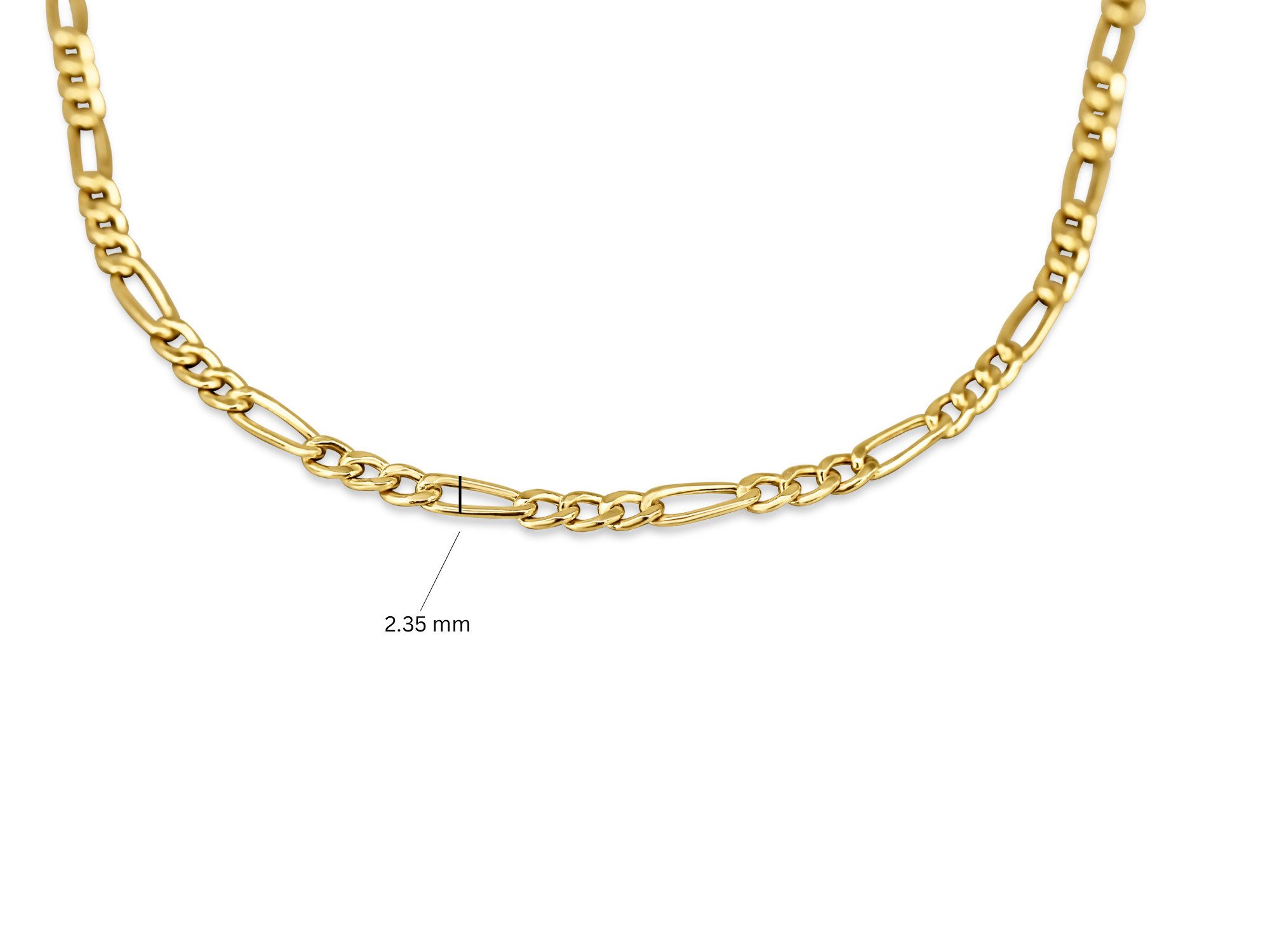 Antares Gold Goldkette Figaro-Kette 14K Gold – 2,35 mm, 50 cm / 60 cm, Hellgold, hochglanzpoliert, stabiler Federringverschluss, edle Schmuckbox – Bild 5 von 5