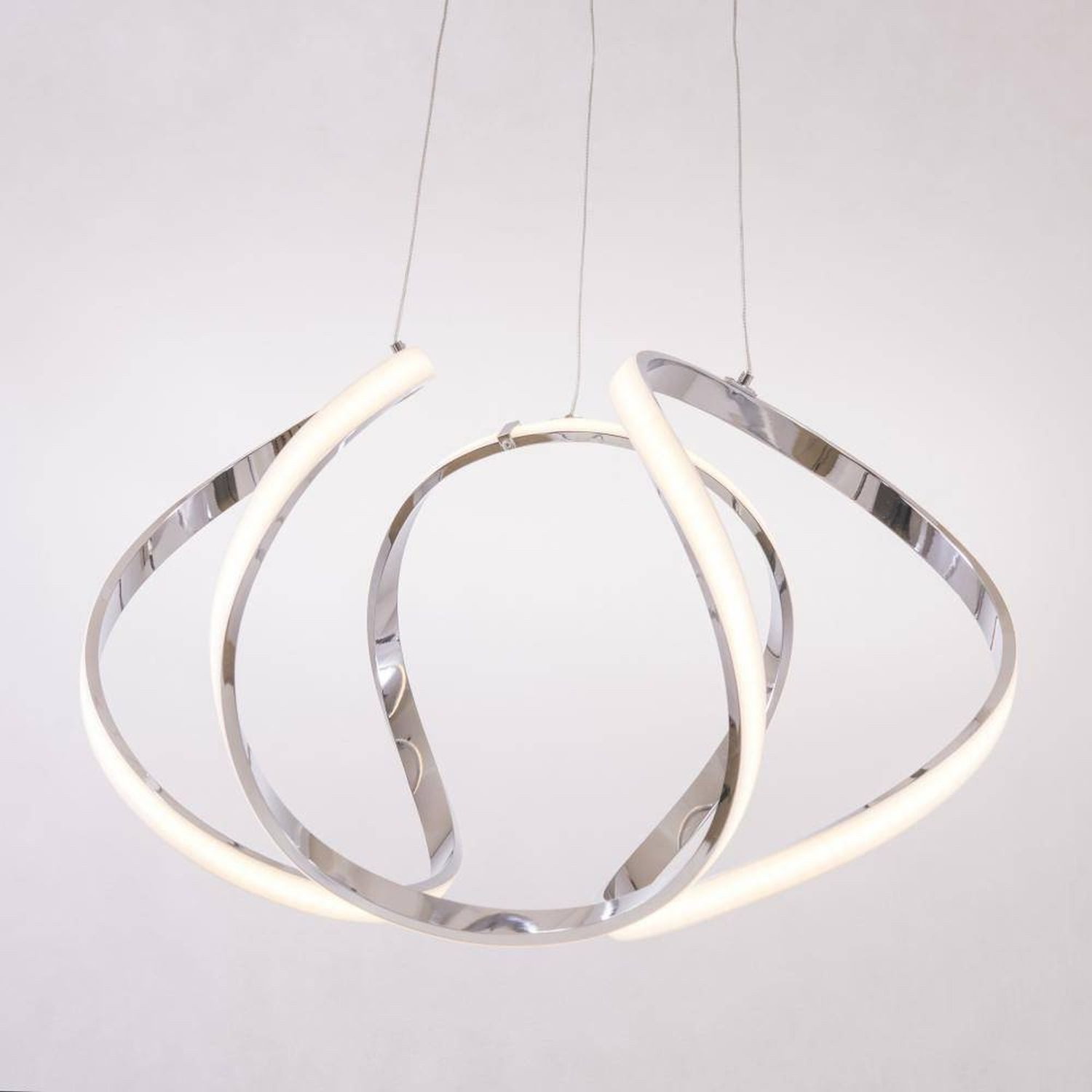 Licht-Erlebnisse Pendelleuchte FJORDA, LED fest integriert, Warmweiß, LED 52 cm breit H: max. 150 cm verstellbar Chrom 3000 K 2835 lm Metall