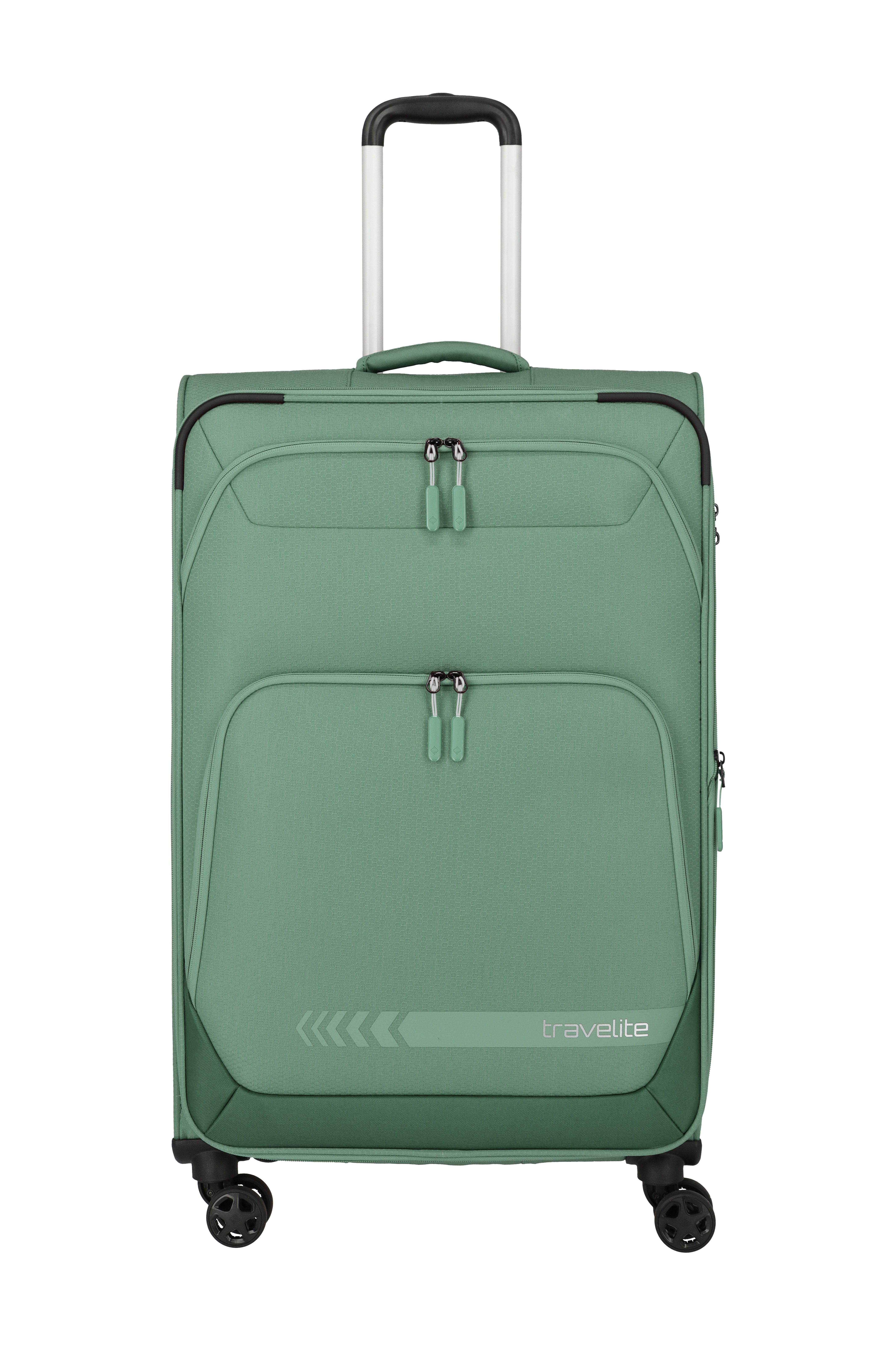 travelite Trolley KICK OFF Reisekoffer, 4 Rollen, 4 Doppelrollen, Außentaschen und Packgurte – leicht und robust