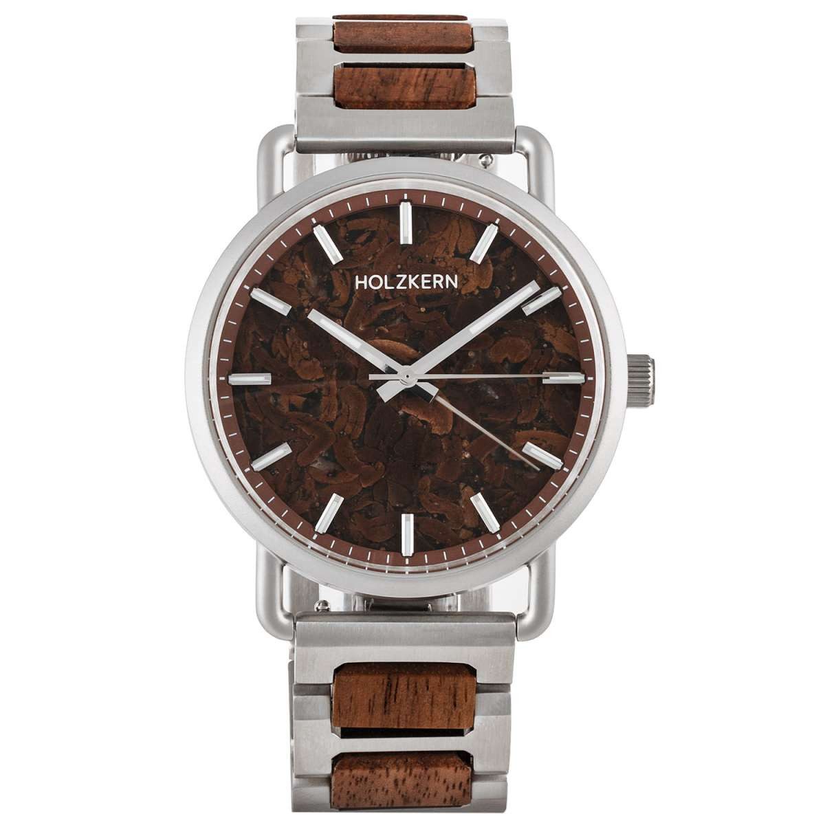 Holzkern Quarzuhr 9010631022525, Unisex-Uhr Quarz Espressino Kaffee/Walnuss