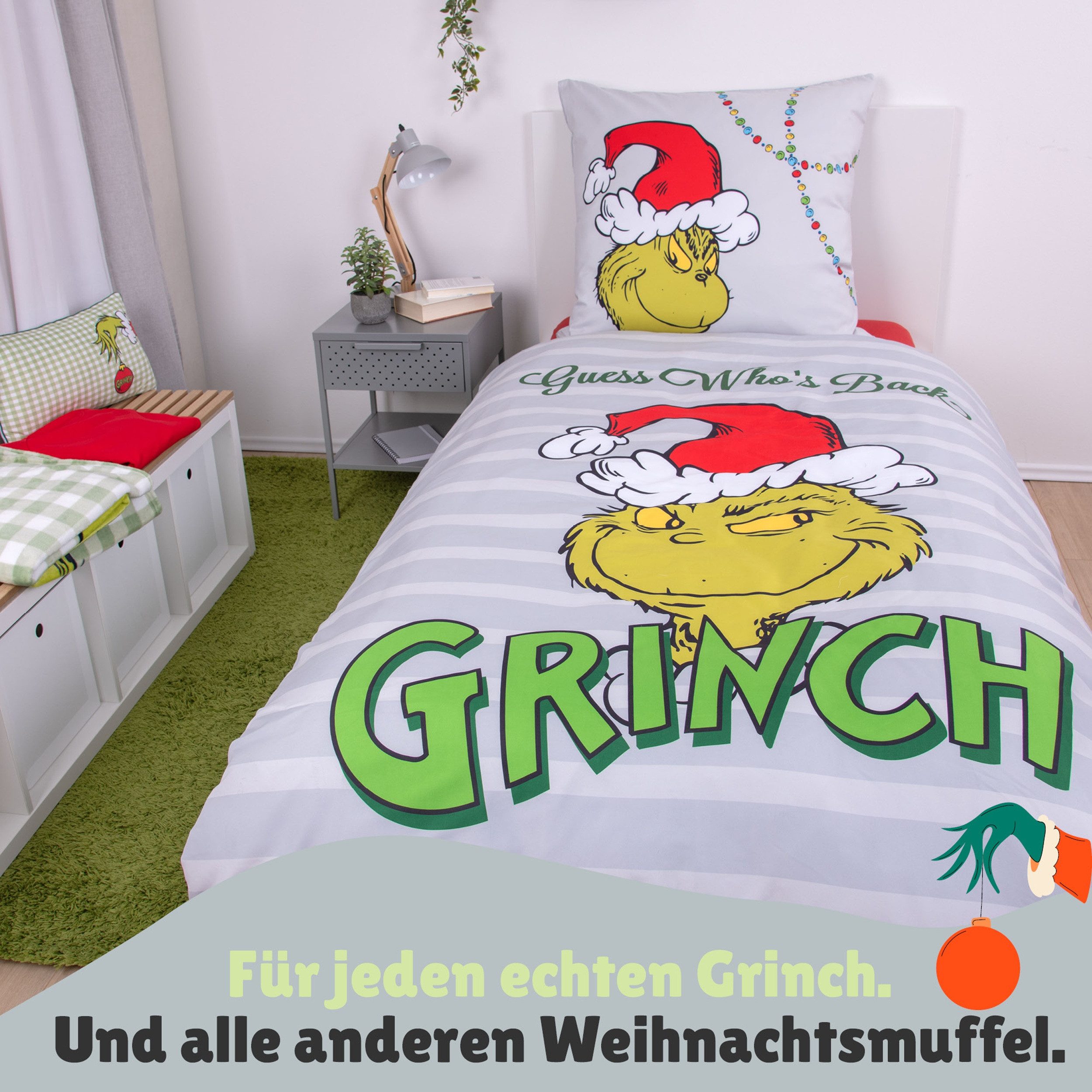 Familando Wendebettwäsche Grinch für Weihachten 135x200 günstig online kaufen