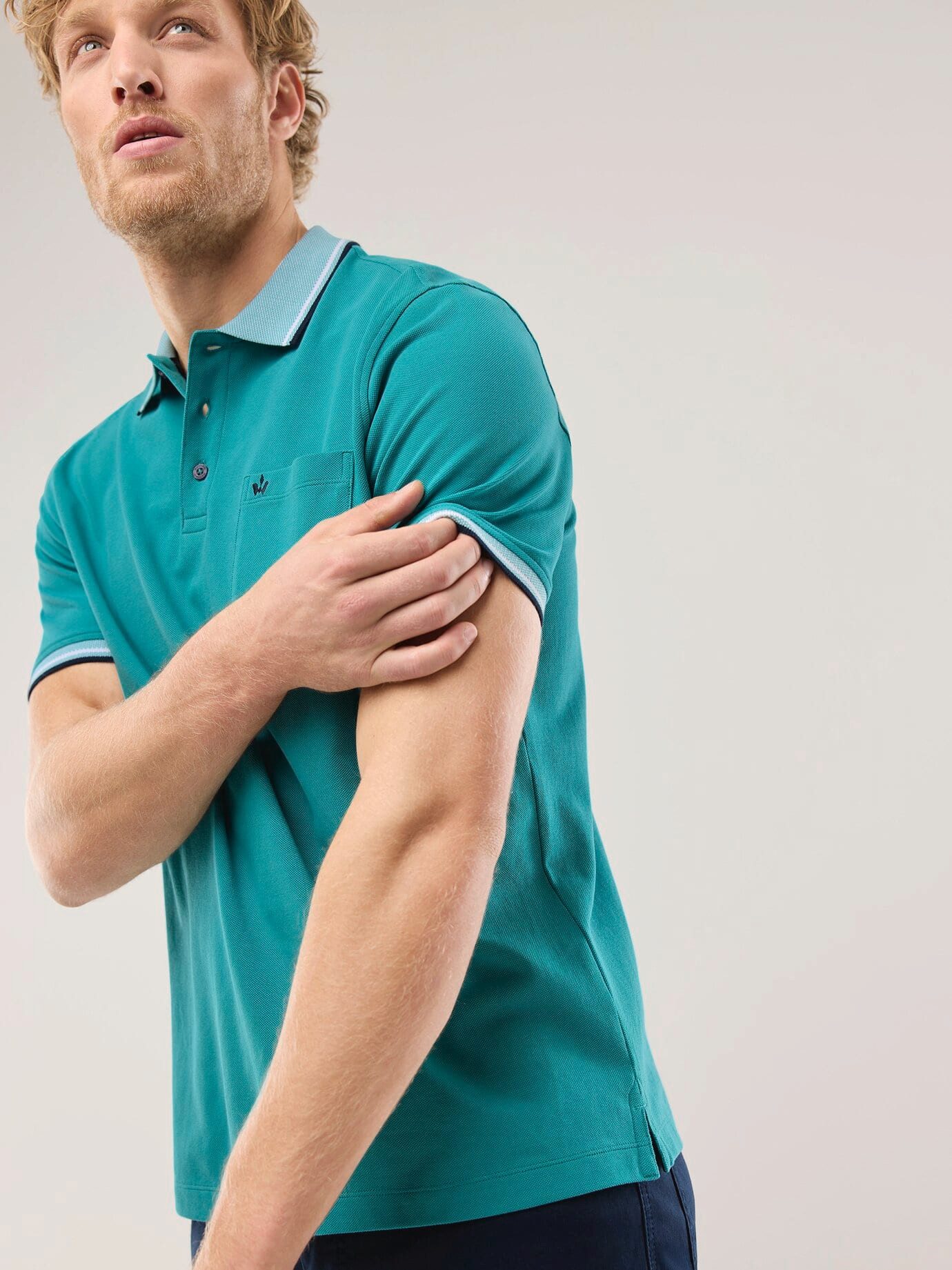 Walbusch Poloshirt Herren Pique-Polo Hitzefrei Kurzarm luftiger Piqué Baumwoll-Polo, 3-Knopf, Brusttasche, pflegeleicht