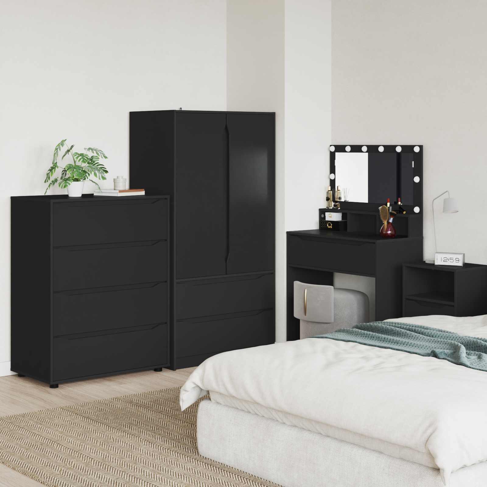 vidaXL Schranksystem Stauraumschränke 80 x 48 x 105 cm Holzwerkstoff Schwarz (1-St)