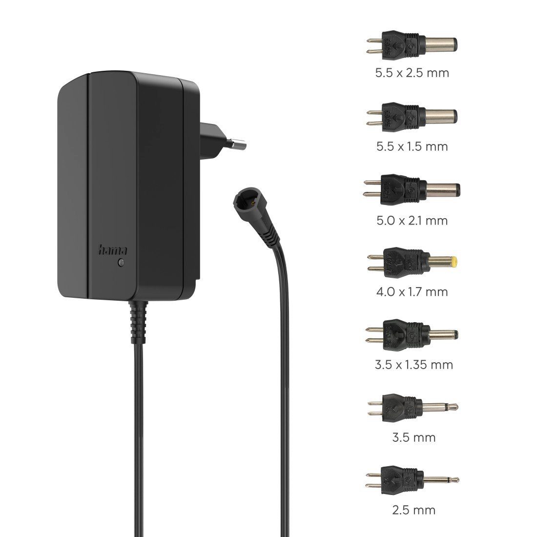 Hama Schaltnetzteil universal, einstellbar, 1500mA, 24W, max.24V, 7 Adapter Universal-Netzteil (Für elektronische Geräte mit Gleichspannungseingang)