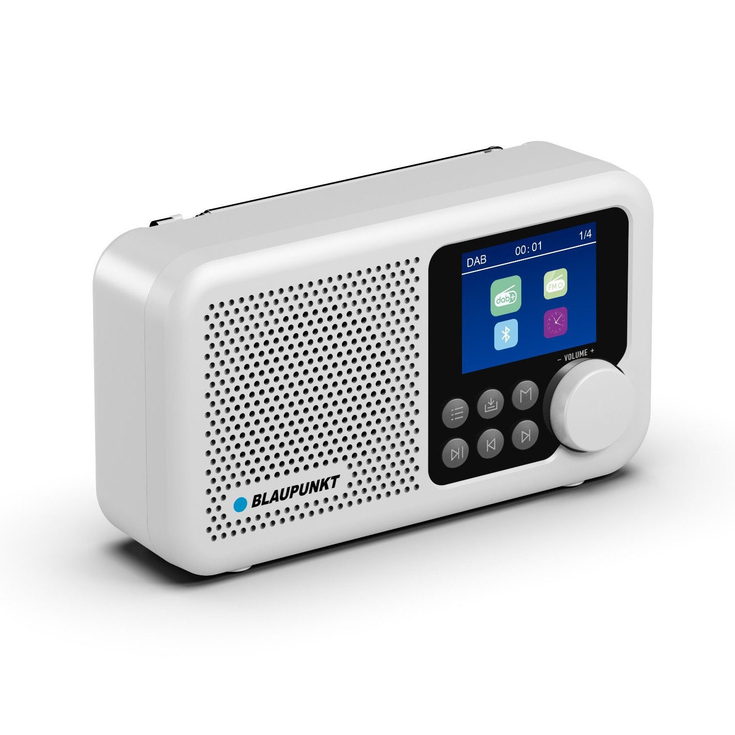 Blaupunkt DR8 Tragbares Radio FM DAB+ Bluetooth-Wecker Radio (DAB+-Radio, 2 W, Kopfhörerausgang, 2,4 Zoll Farbdisplay, Uhr- und Weckfunktion)
