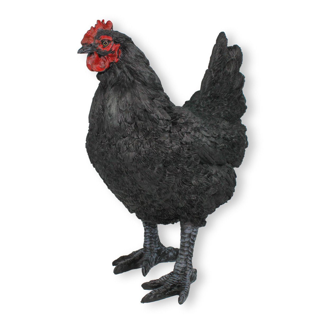 colourliving Tierfigur Gartendeko Huhn Figur Schwarz 35cm stehend Deko, handbemalt, realistische Darstellung