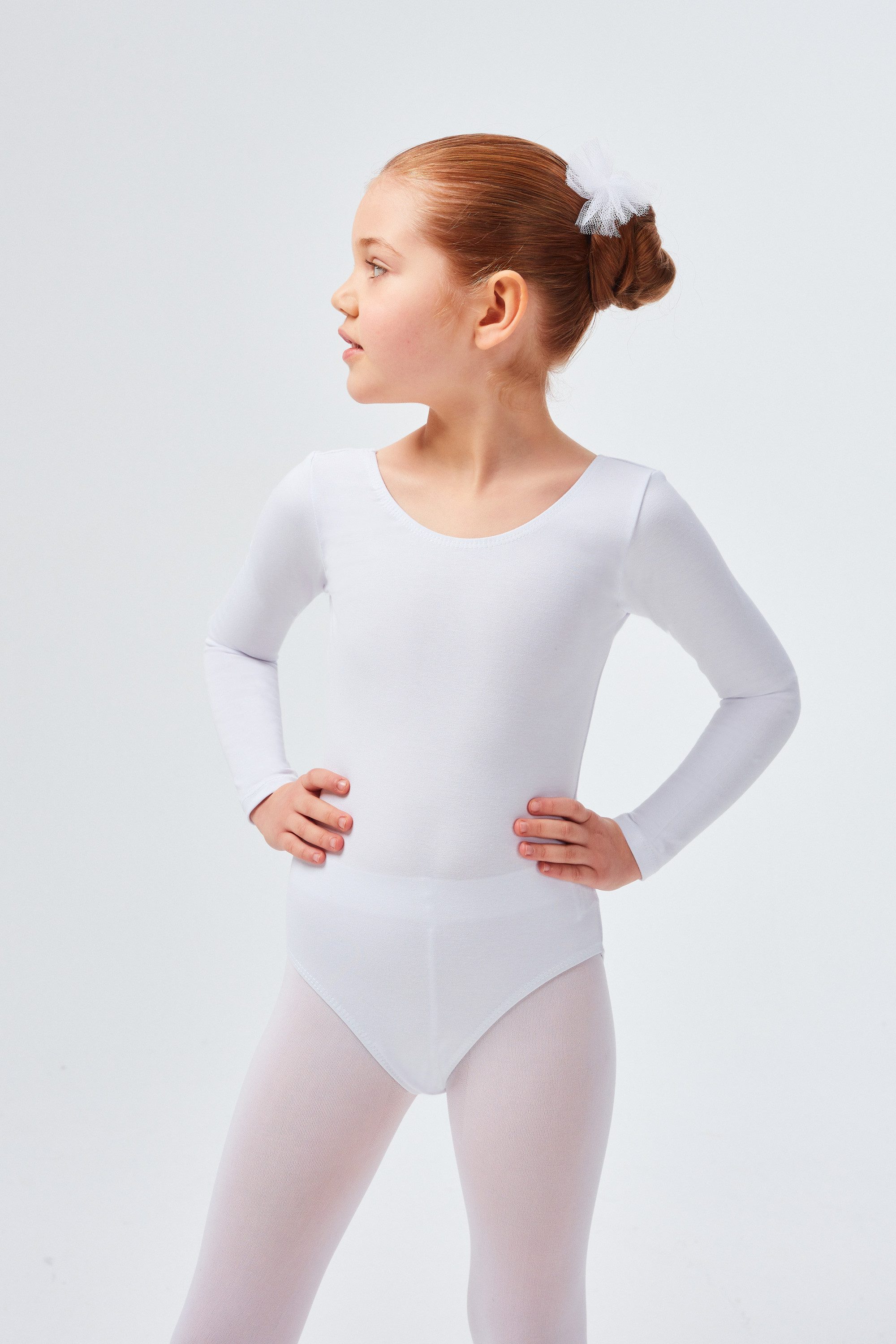 tanzmuster Body Ballettbody Lilly aus weichem Baumwollmischgewebe Langarm Trikot fürs Kinder Ballett