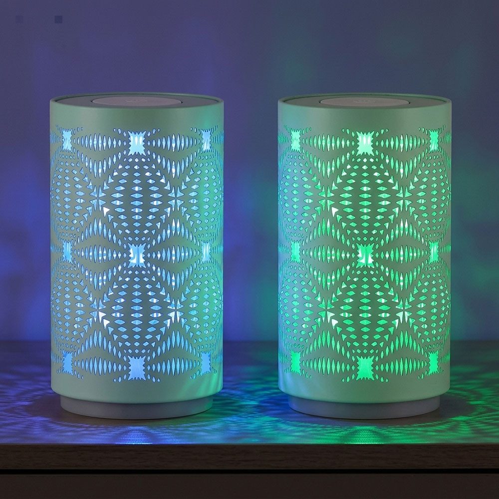 GLOBO LIGHTING LED Tischleuchte, Leuchtmittel inklusive, Farbwechsel, Farbig, Kaltweiß, Tageslichtweiß, RGB, 2x LED Tischleuchte Tischlampe Grün Farbwechsel Touch Akku USB RGB