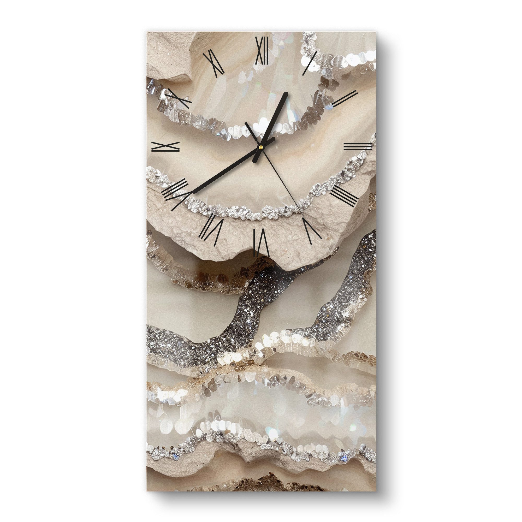 DEQORI Wanduhr 'Funkelnde Steinpracht' (Glas Glasuhr modern Wand Uhr Design Küchenuhr)