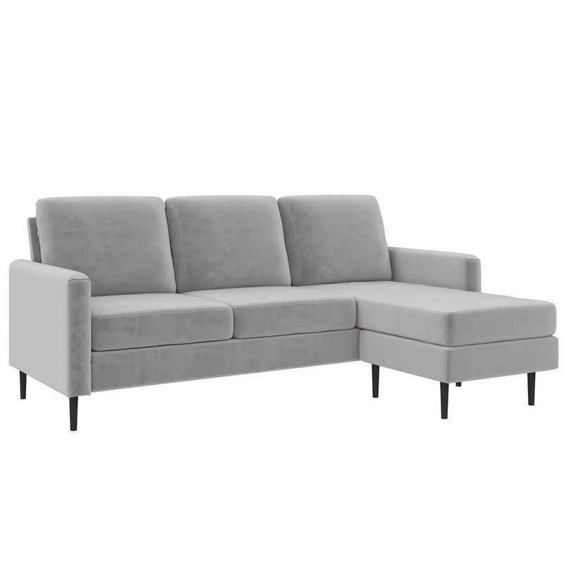 loft24 Ecksofa Dante, Couch, 3-Sitzer Sofa, Bezug in Samtoptik, Длина 206 cm