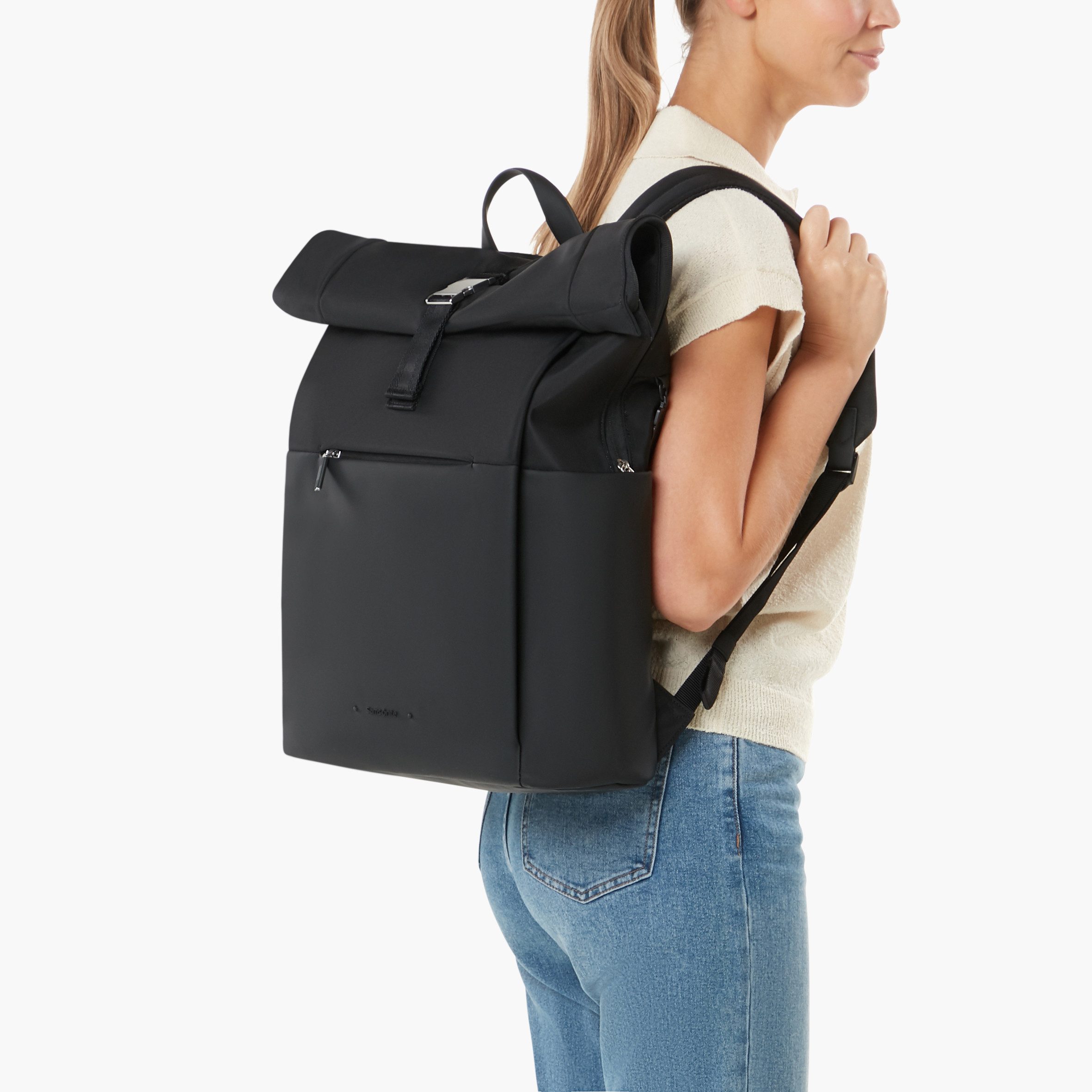 Samsonite Notebookrucksack 4PACK (Set, Mit Metalltag und Sticker Set), Unisex Rolltop-Rucksack, Überschlag mit Klippverschluss