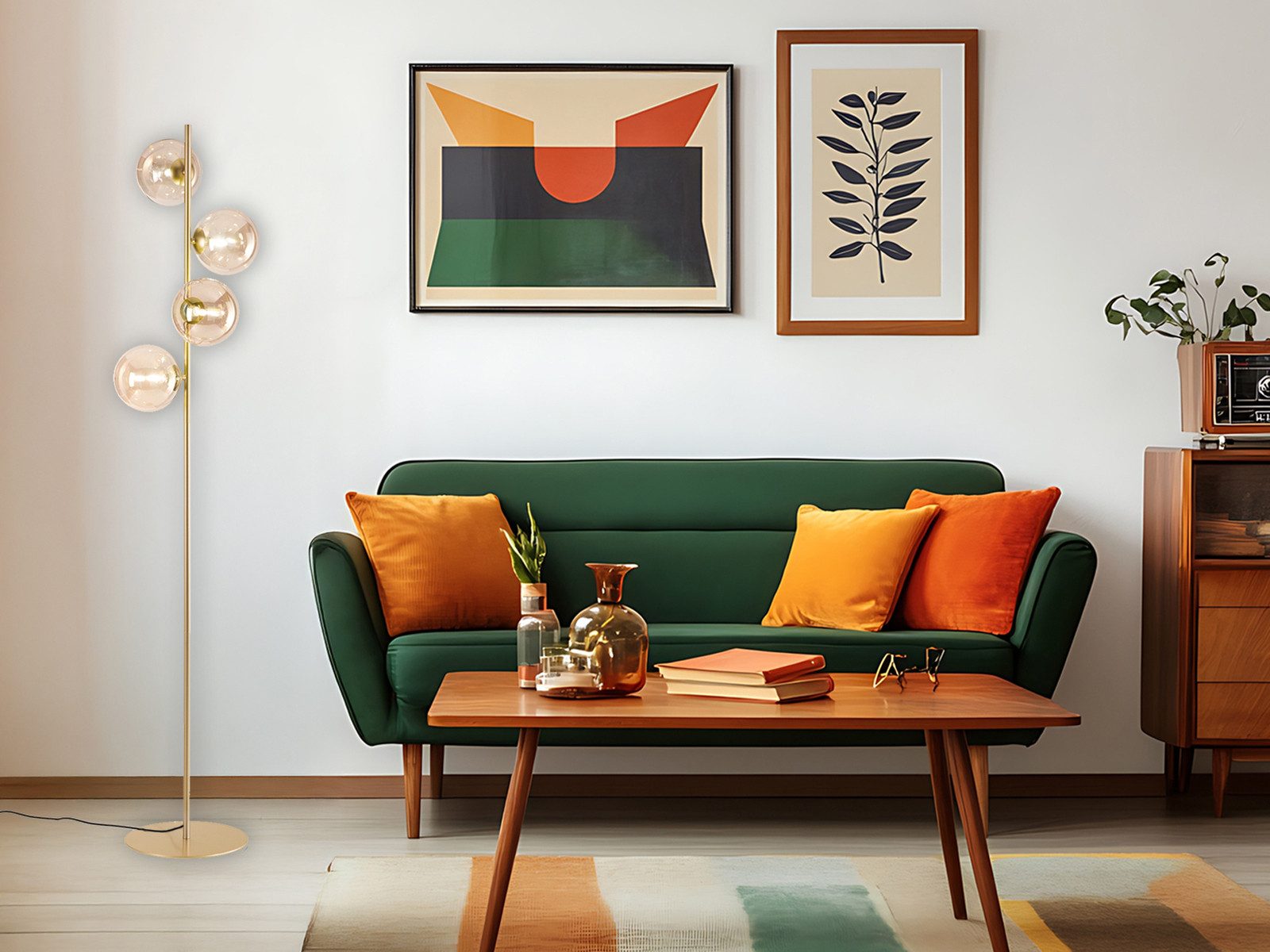 LUCE Design LED Stehlampe mit Glas-Kugeln, Höhe 160cm, Dimmfunktion, LED wechselbar, Warmweiß, ausgefallene Bauhaus Lampe inkl. G9 Leuchtmitteln in 3 Stufen dimmbar