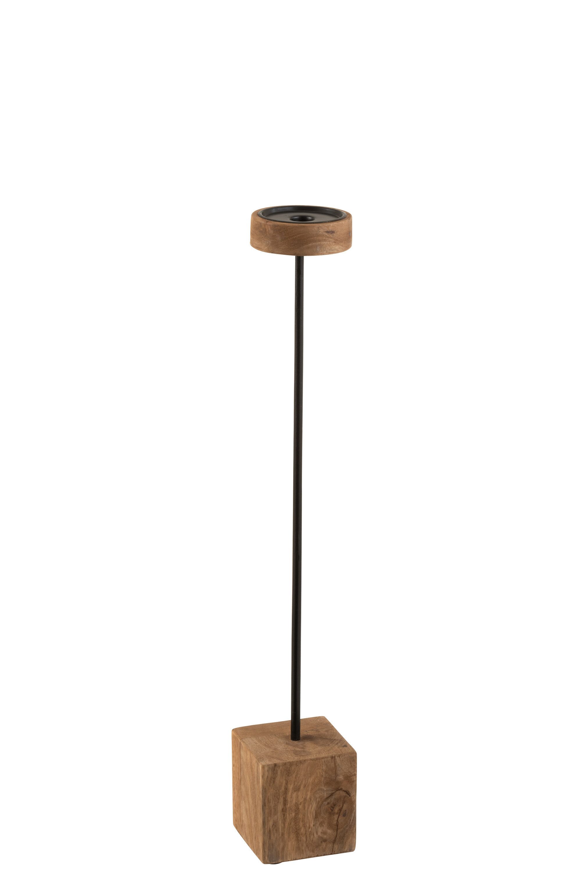 J-line Kerzenständer Kerzenhalter Auf Fuß Viereckig Mangobaum / Metall Naturell Large