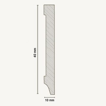 PROVISTON Sockelleiste MDF, 10 x 40 x 2500 mm, Weiß, Fußleiste, MDF foliert