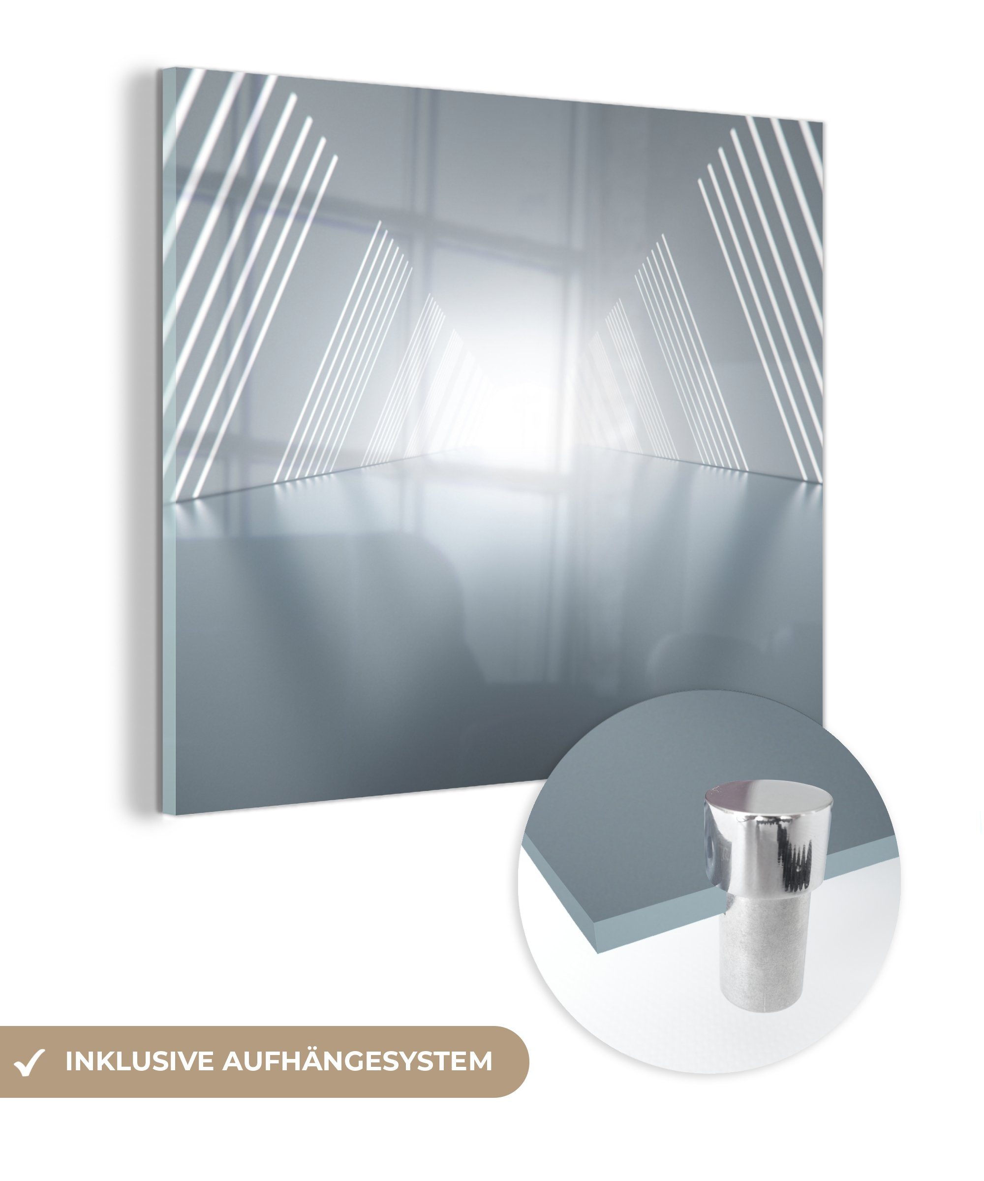 MuchoWow - 3D-Darstellung Foto auf Glas St), Wanddekoration Wandbild - (1 Bilder Tunnels, des auf - Inneren eines Glasbilder Acrylglasbild Glas