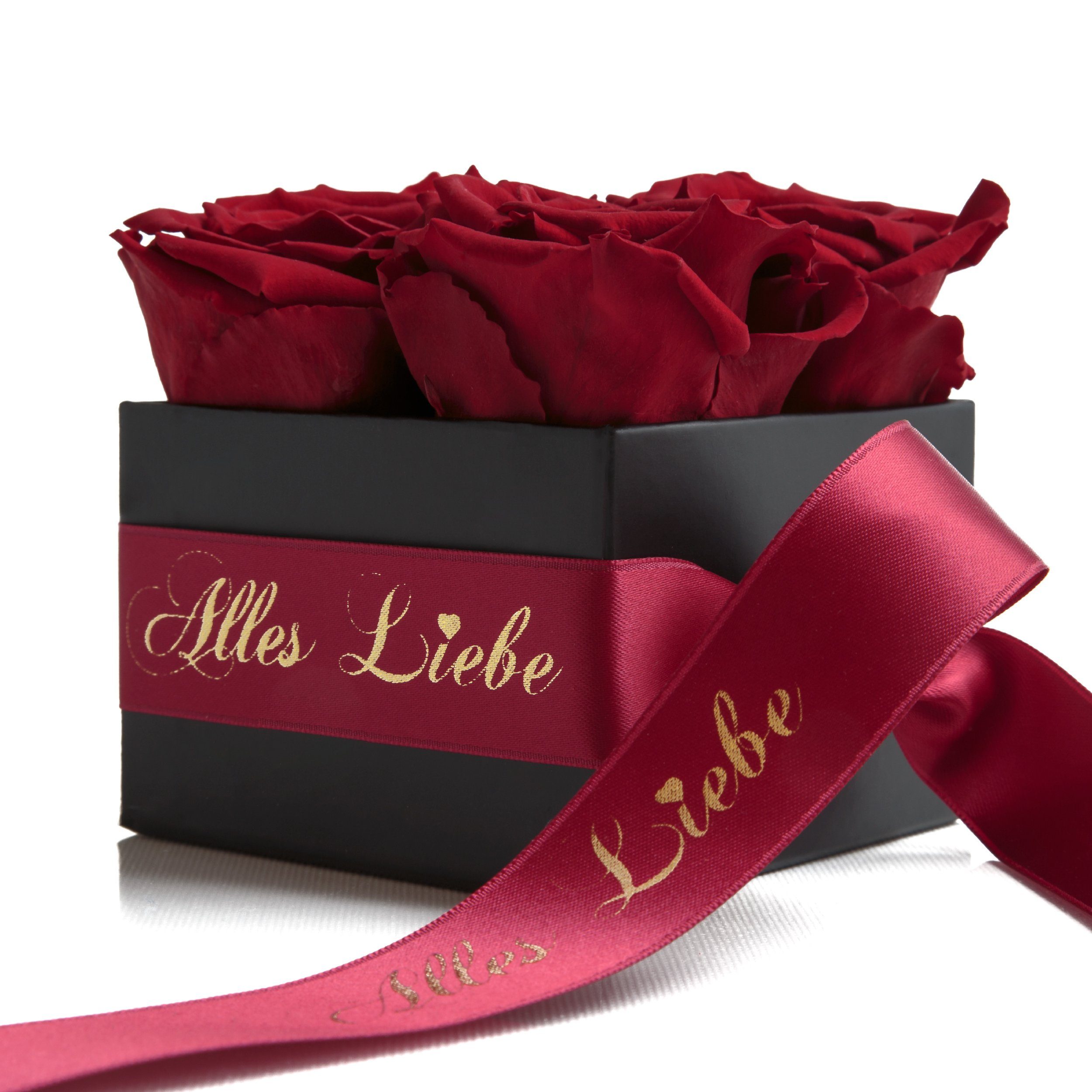 Rose, konservierte Heidelberg, Alles 8,5 cm, SCHULZ Muttertag Liebe Kunstblumenstrauß Burgundy Geschenk Blumen ROSEMARIE Infinity Rosenbox Rosen Höhe echte